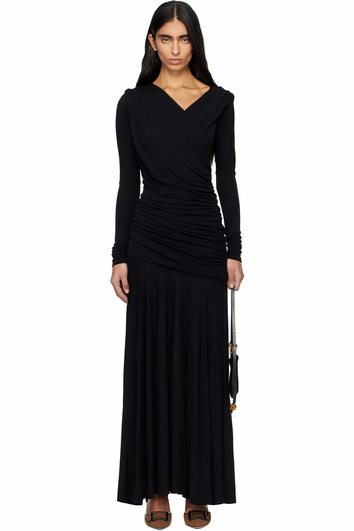 Black Ruched Maxi Dress