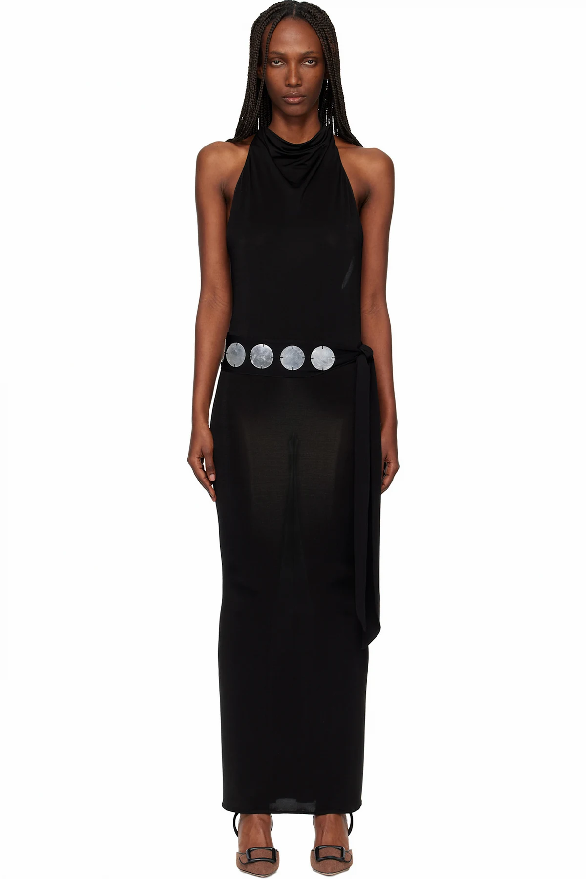 Black Jersey Halter Maxi Dress