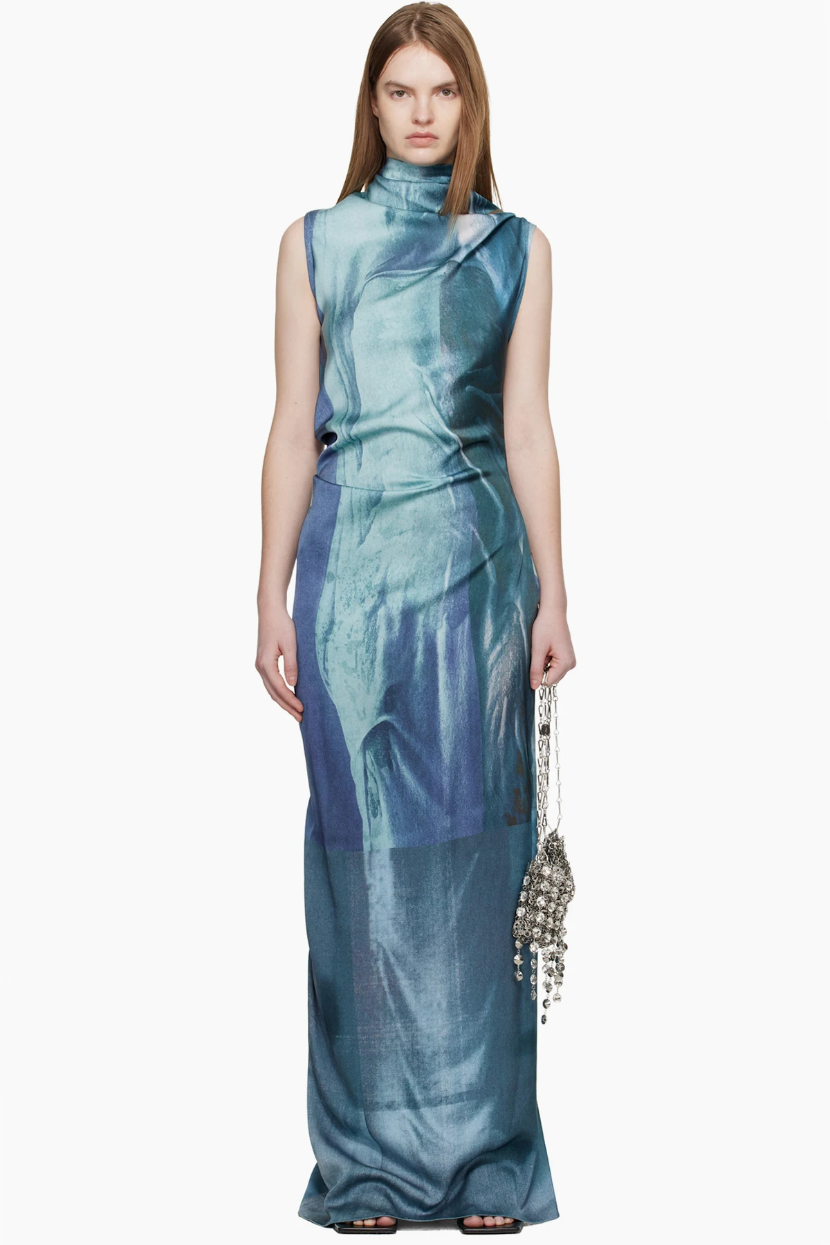 Blue 'The Long Draped Water' Maxi Dress