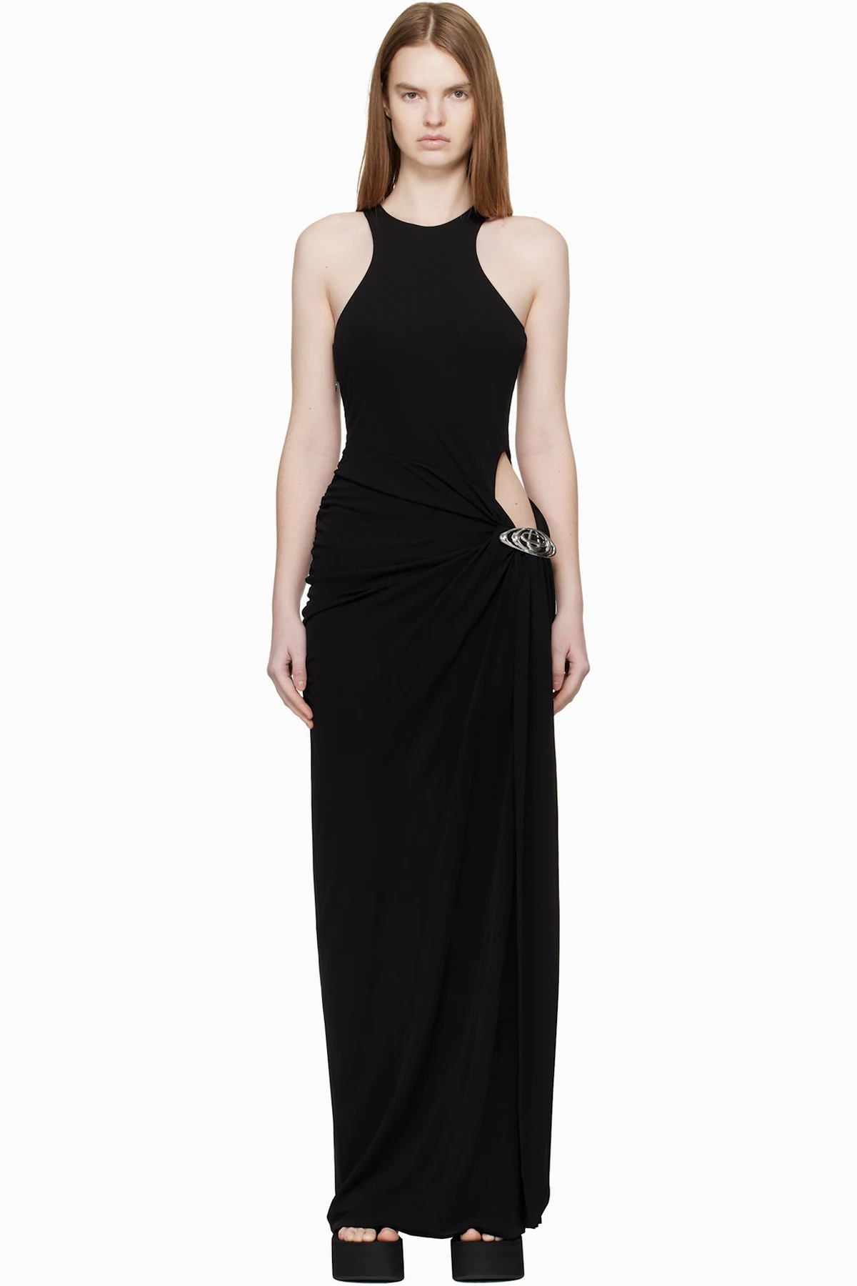 Black Draped Maxi Dress