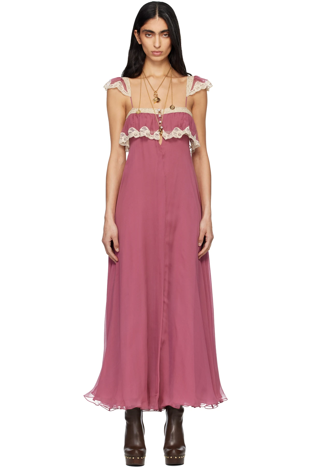 Pink Fluid Long Maxi Dress