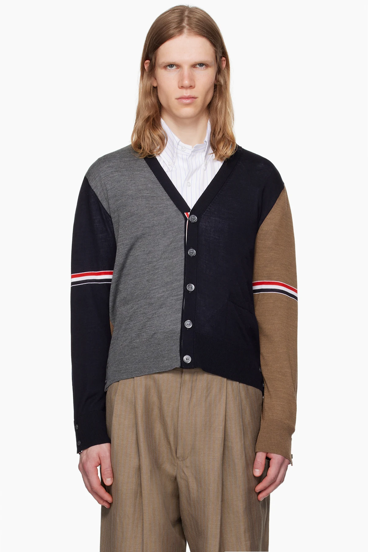 Multicolor Fun Mix Jersey Relaxed V Neck Cardigan