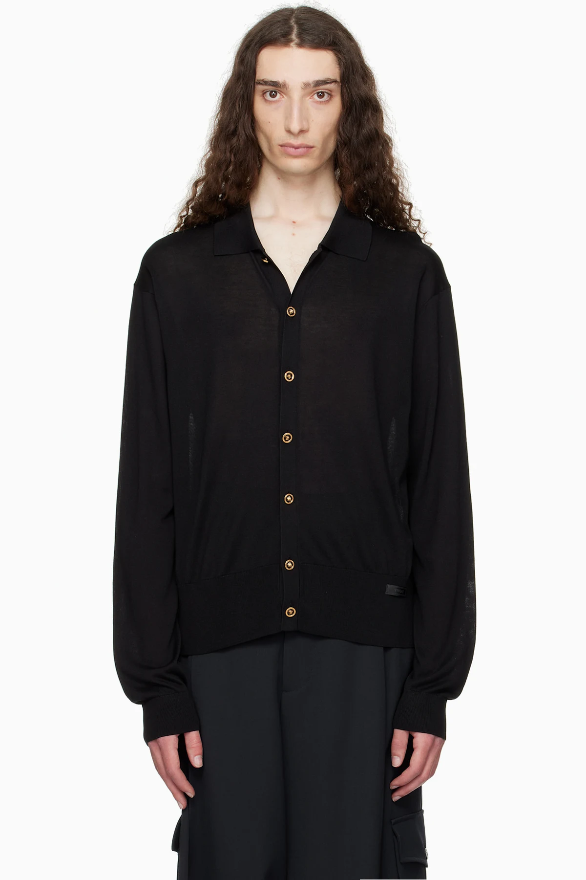 Black Knit Silk Cardigan