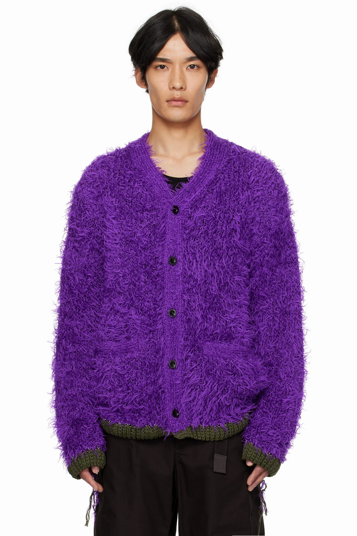 Purple Furry Knit Cardigan
