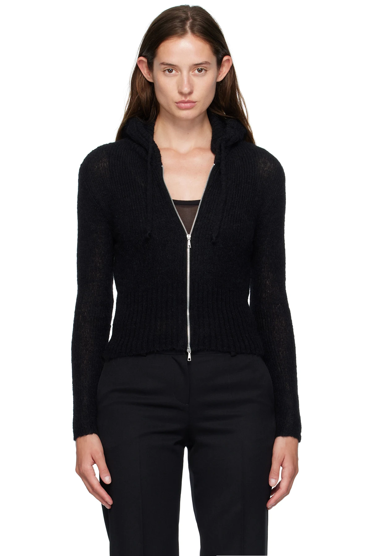 Black Compact Hood Cardigan