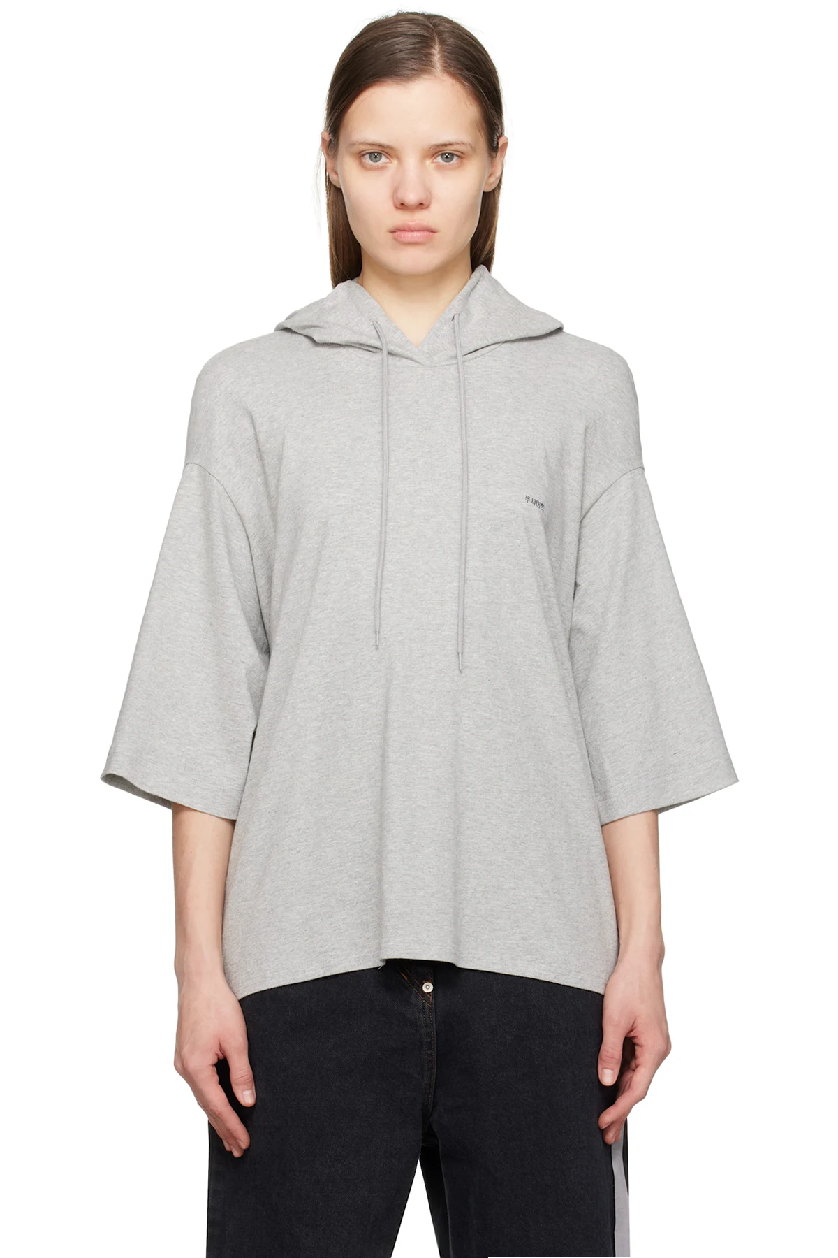 Gray Square Half Sleeve Hoodie