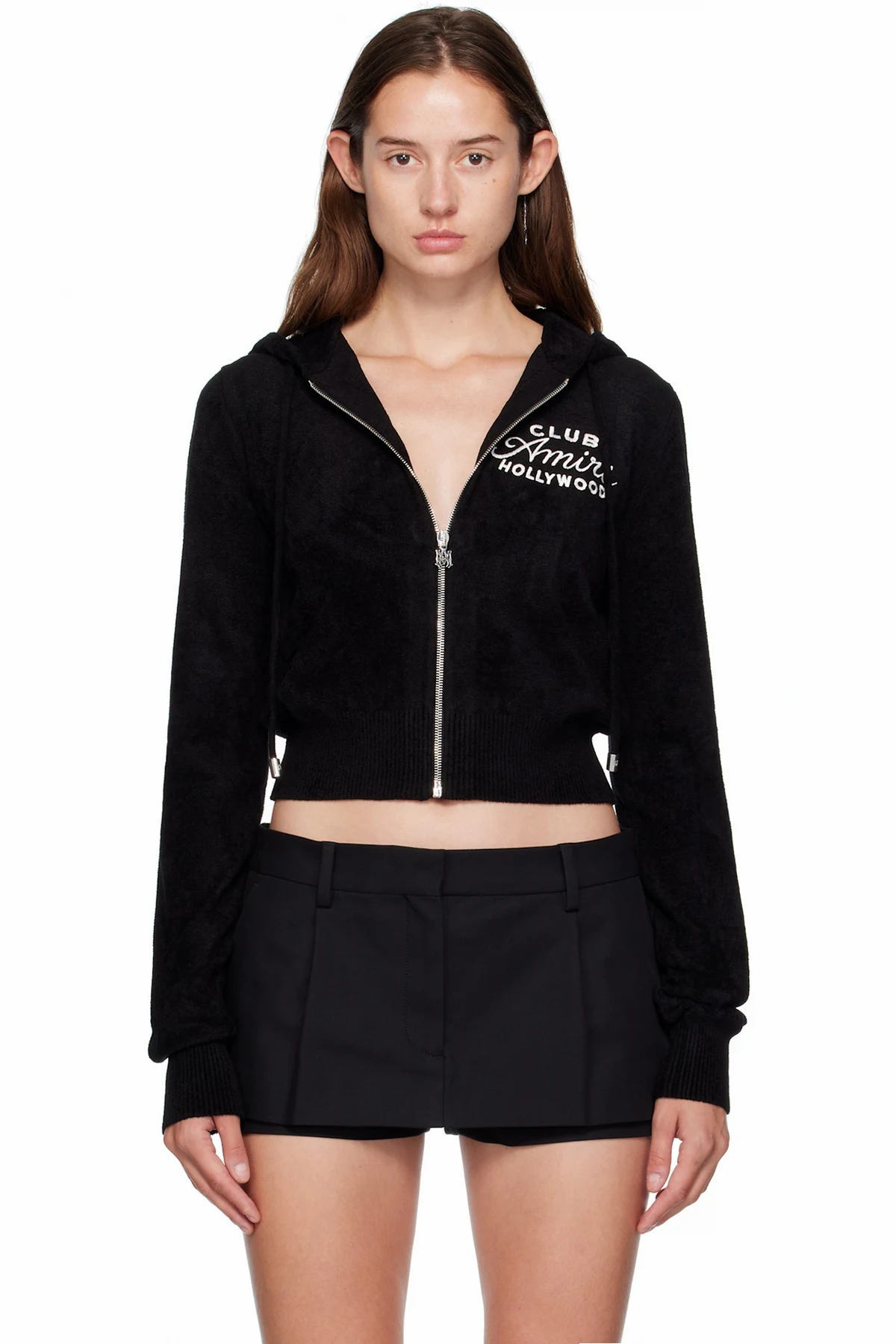 Black 'Club AMIRI' Cropped Hoodie