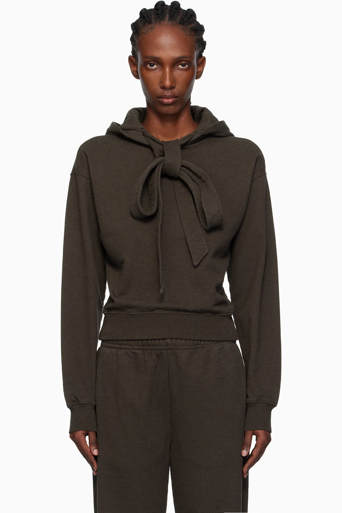 Brown Tied Bow Hoodie