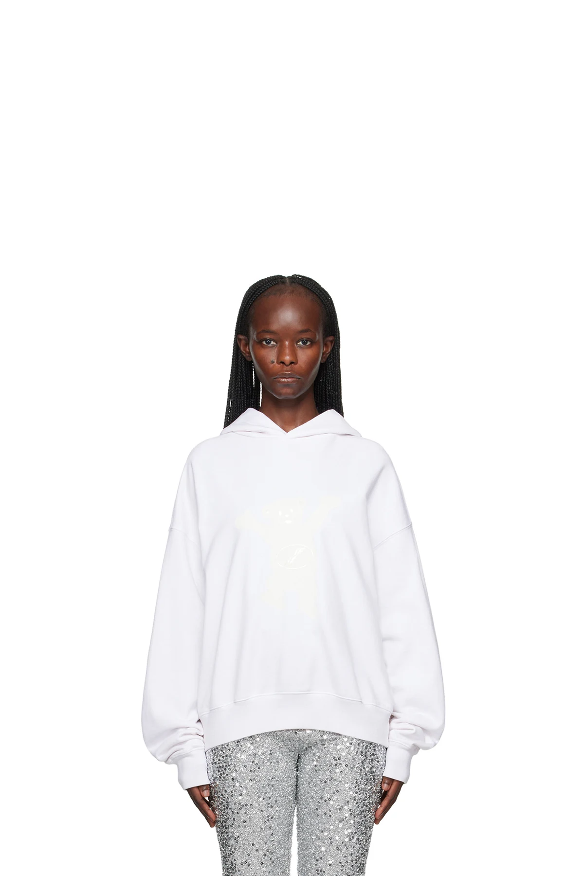 White Printed Hoodie