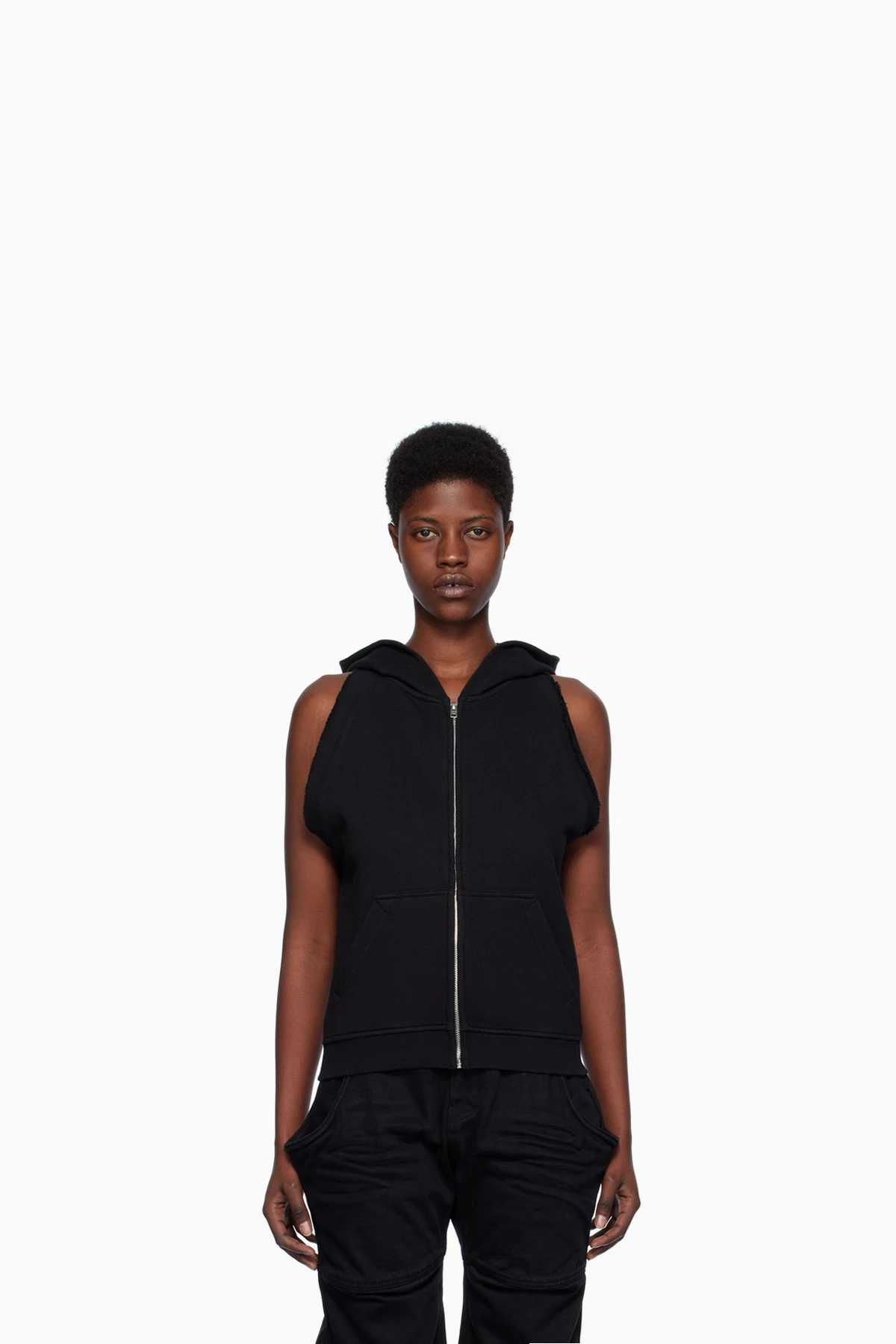 Black Sleeveless Hoodie