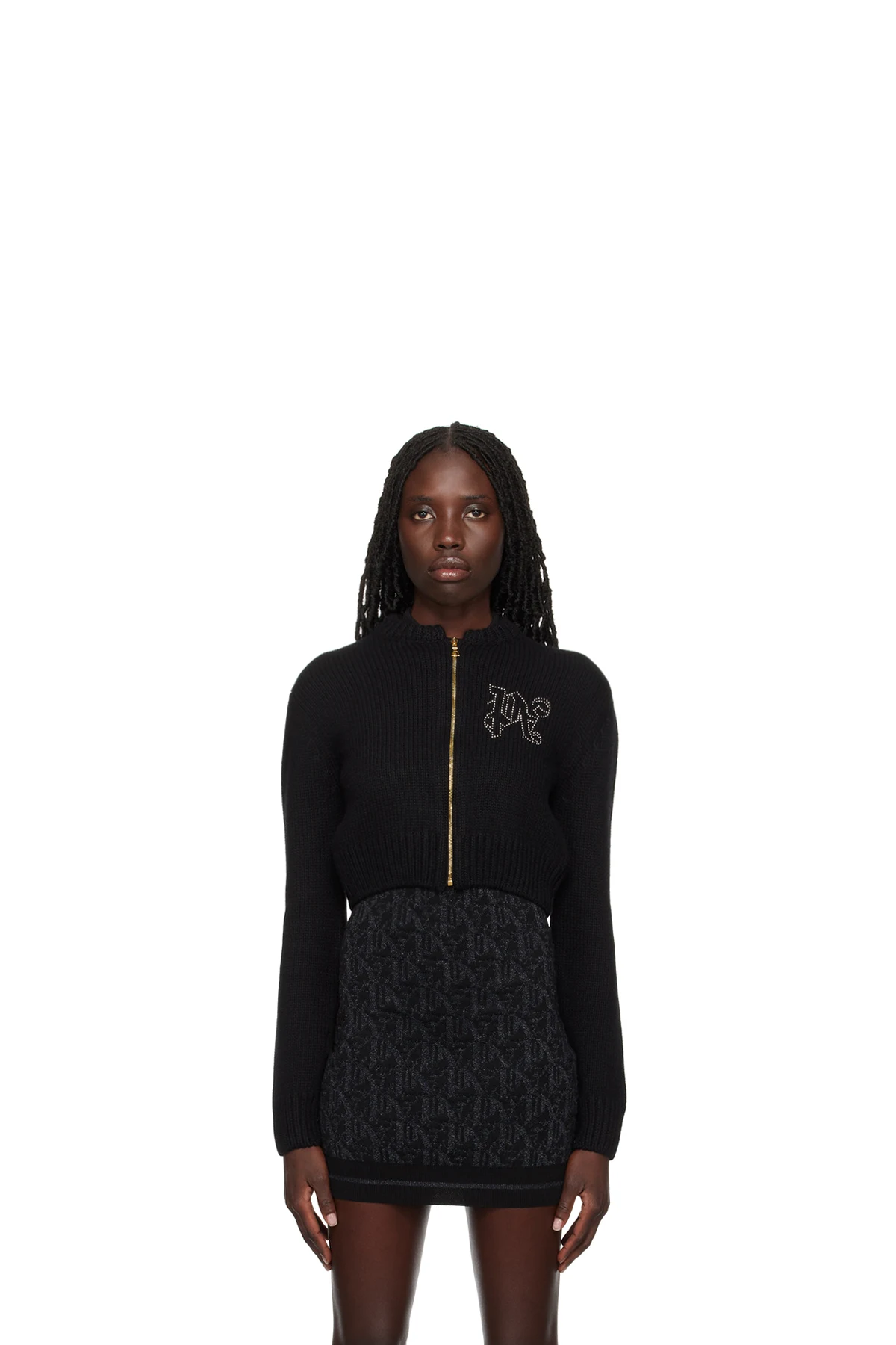 Black Monogram Stud Sweater