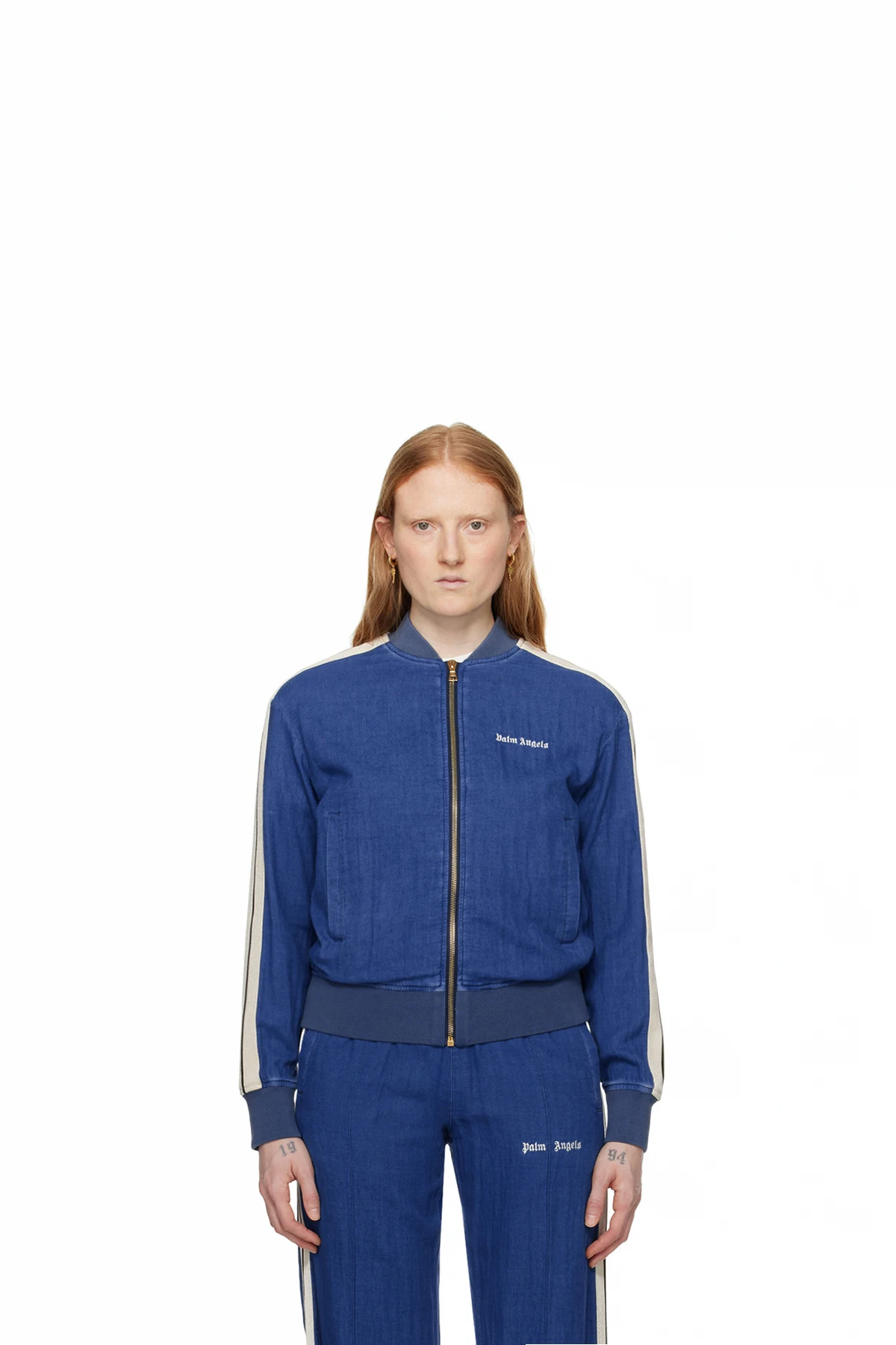 Blue Embroidered Track Jacket