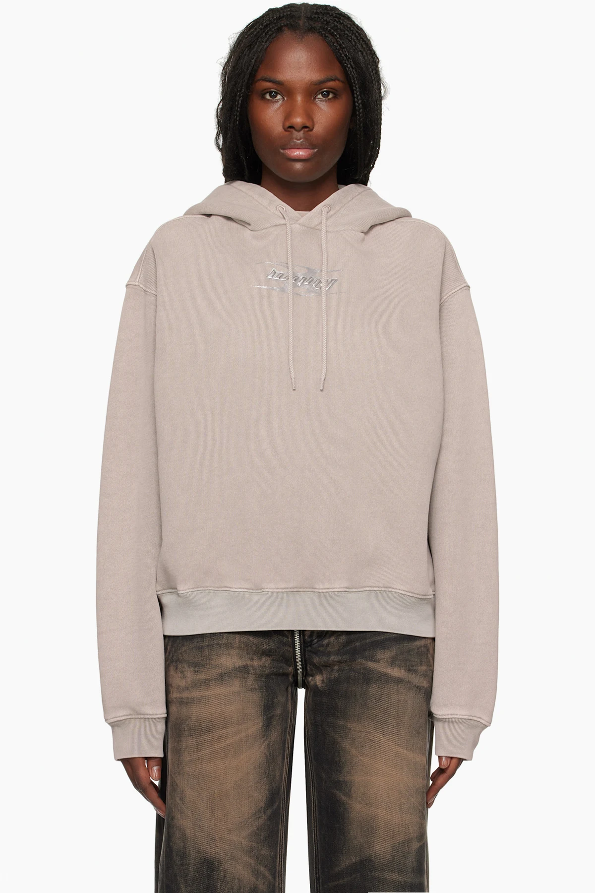 Taupe Blade Logo-Embossed Hoodie