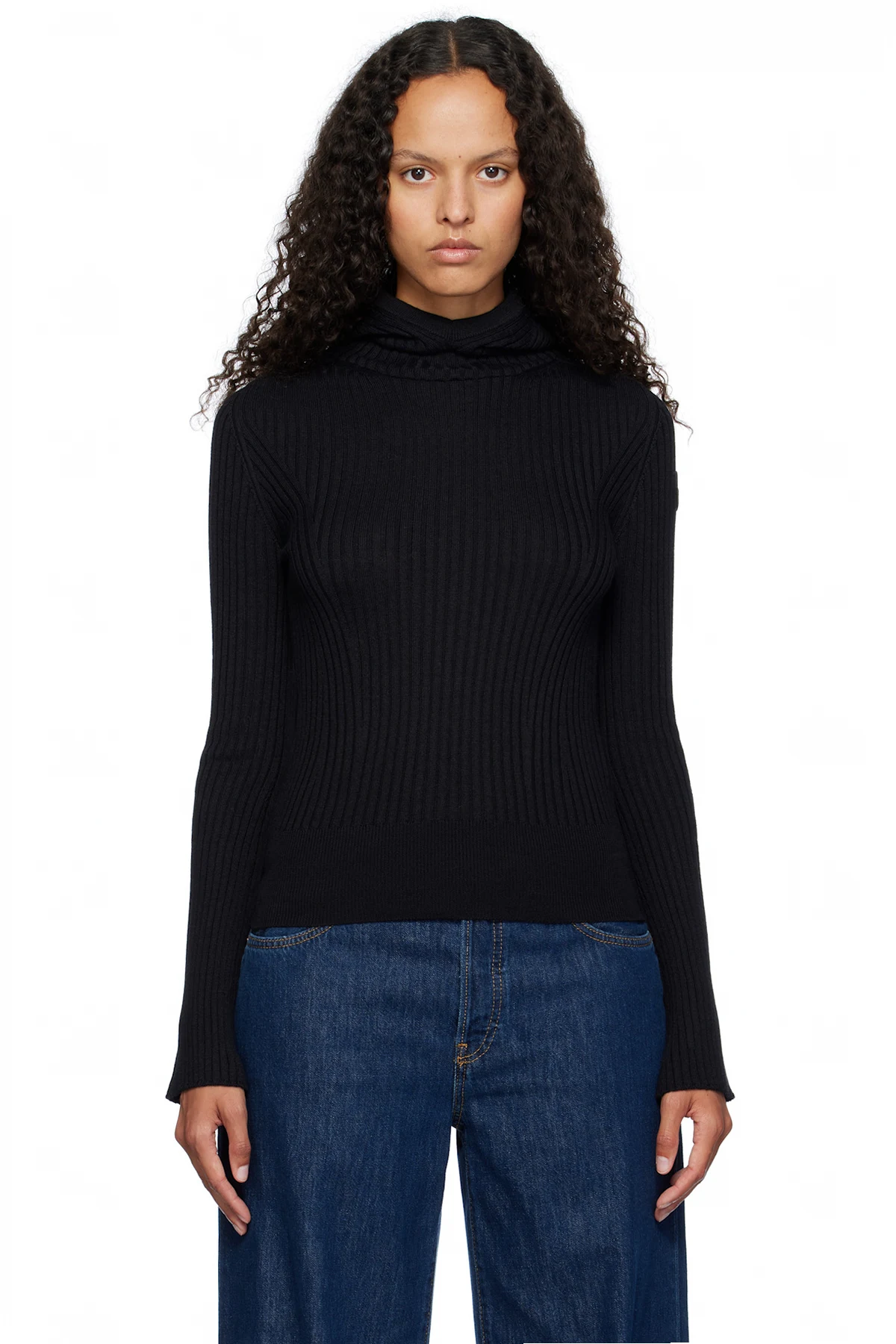 Black Virgin Wool Hoodie