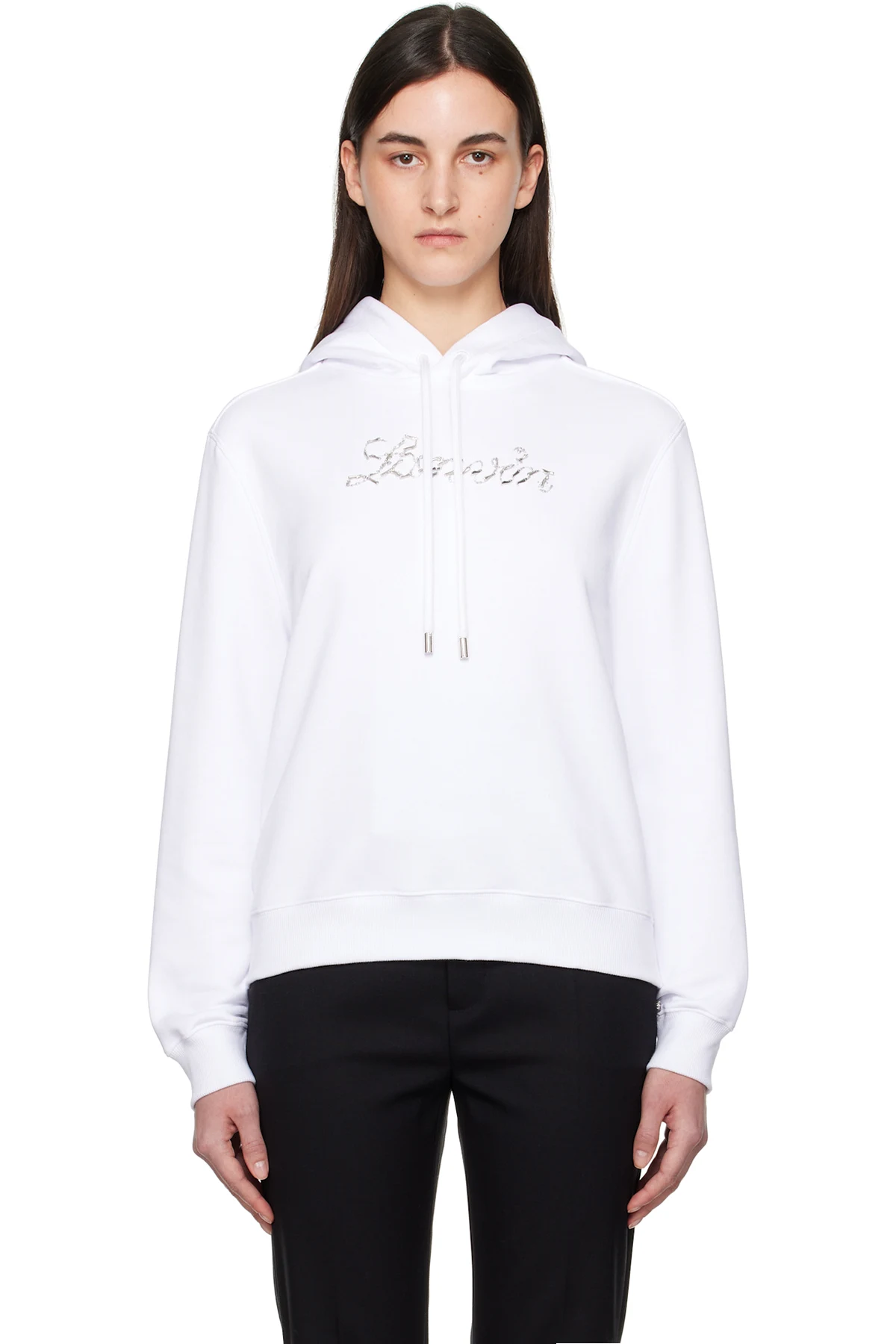 White 'Lanvin' Bead Embroidered Hoodie