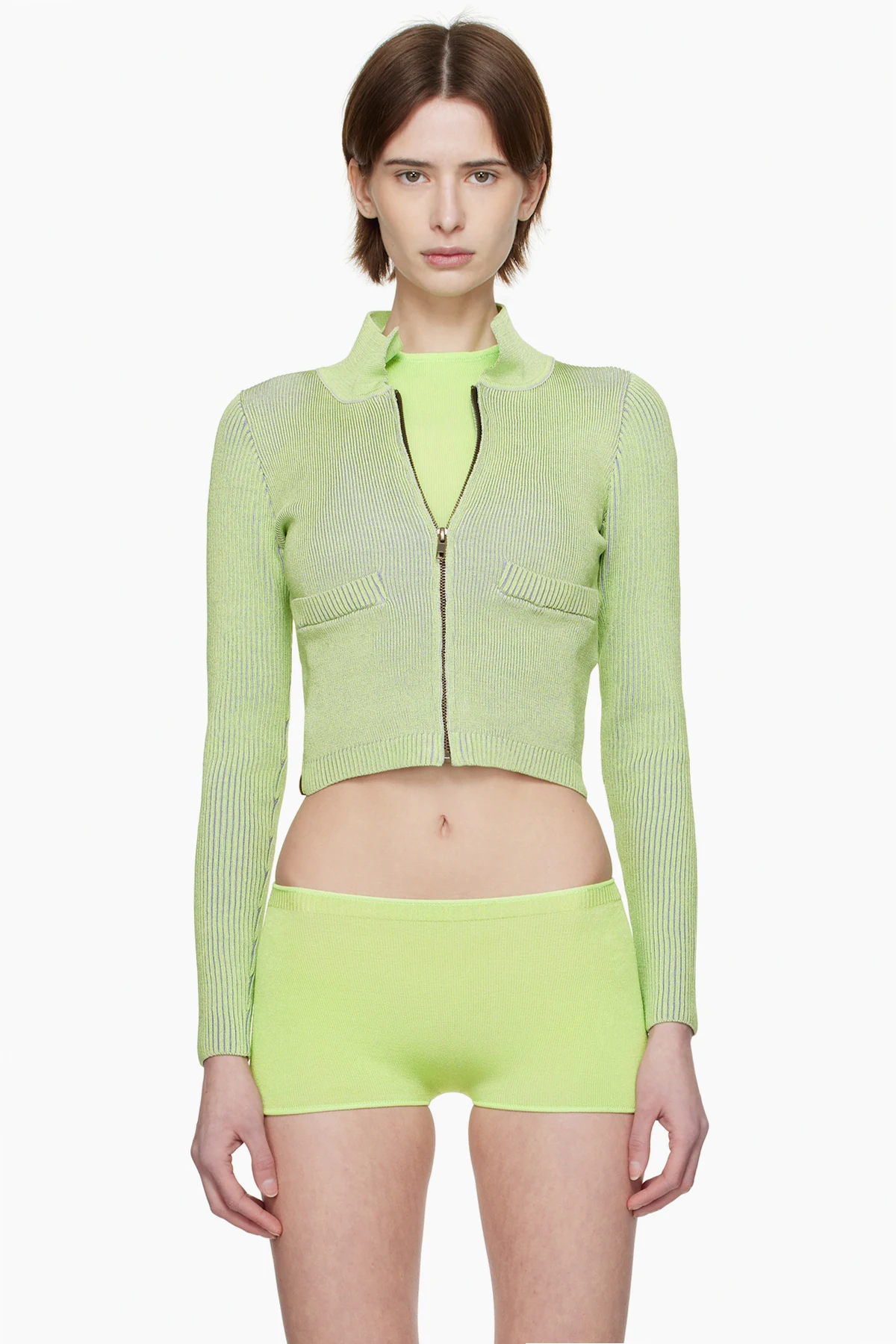 Green Tracksuit Zip-Up Sweater