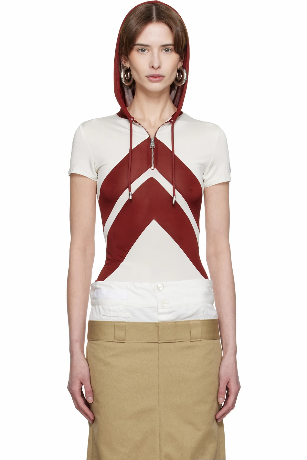 White & Burgundy 'The Chevrons' Hoodie