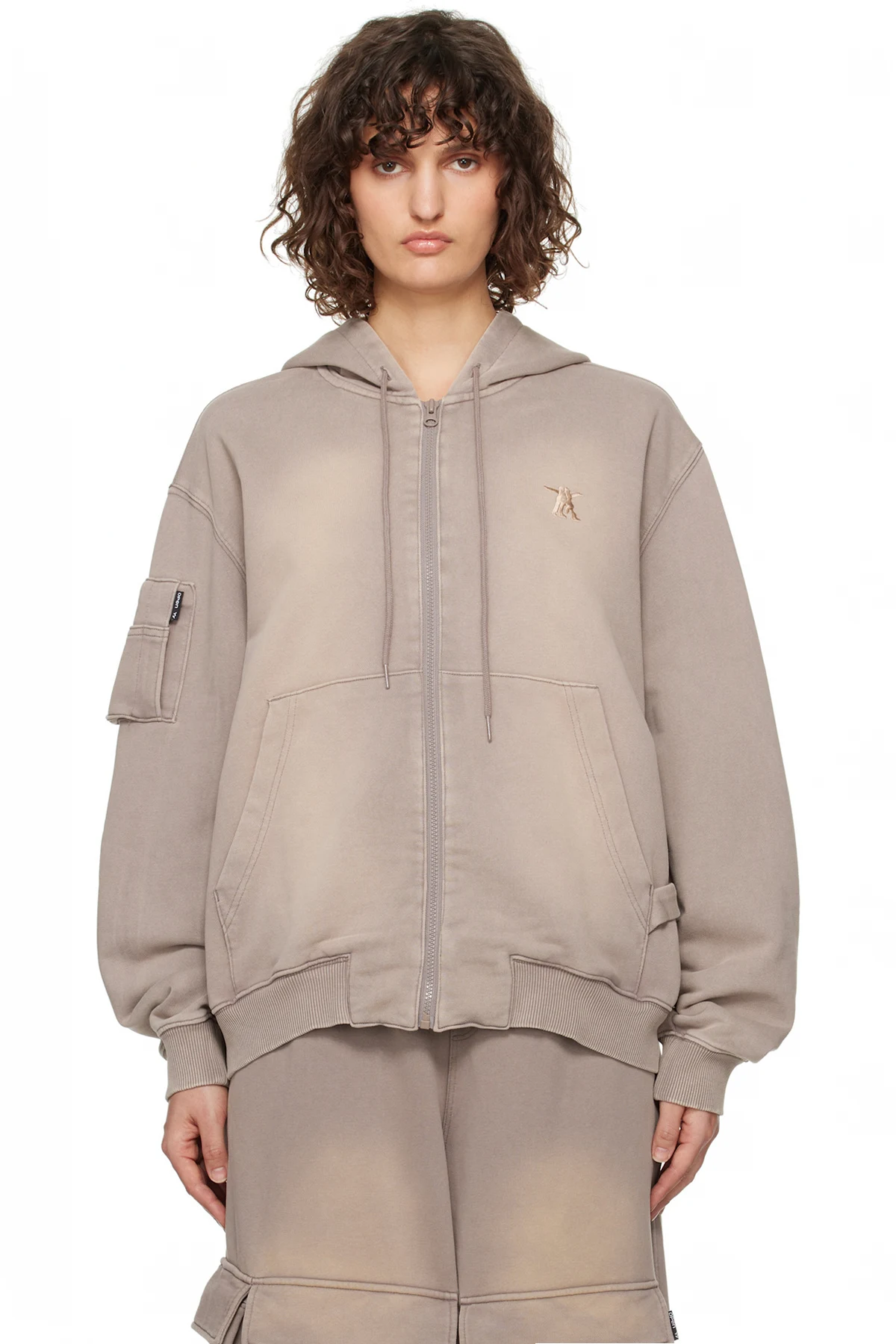 Beige Pocket Washed Box Hoodie