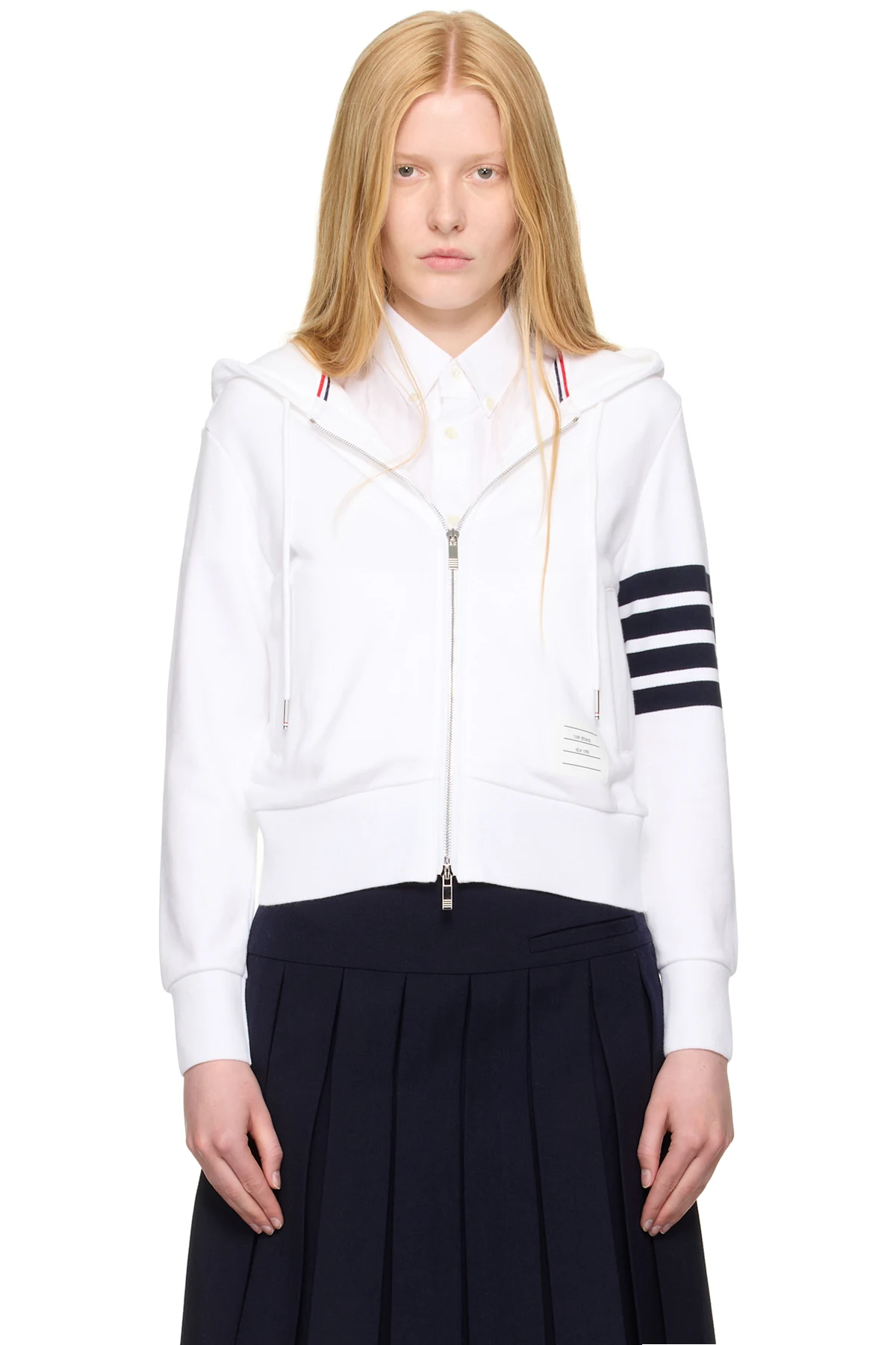 White Classic Zip Up Hoodie