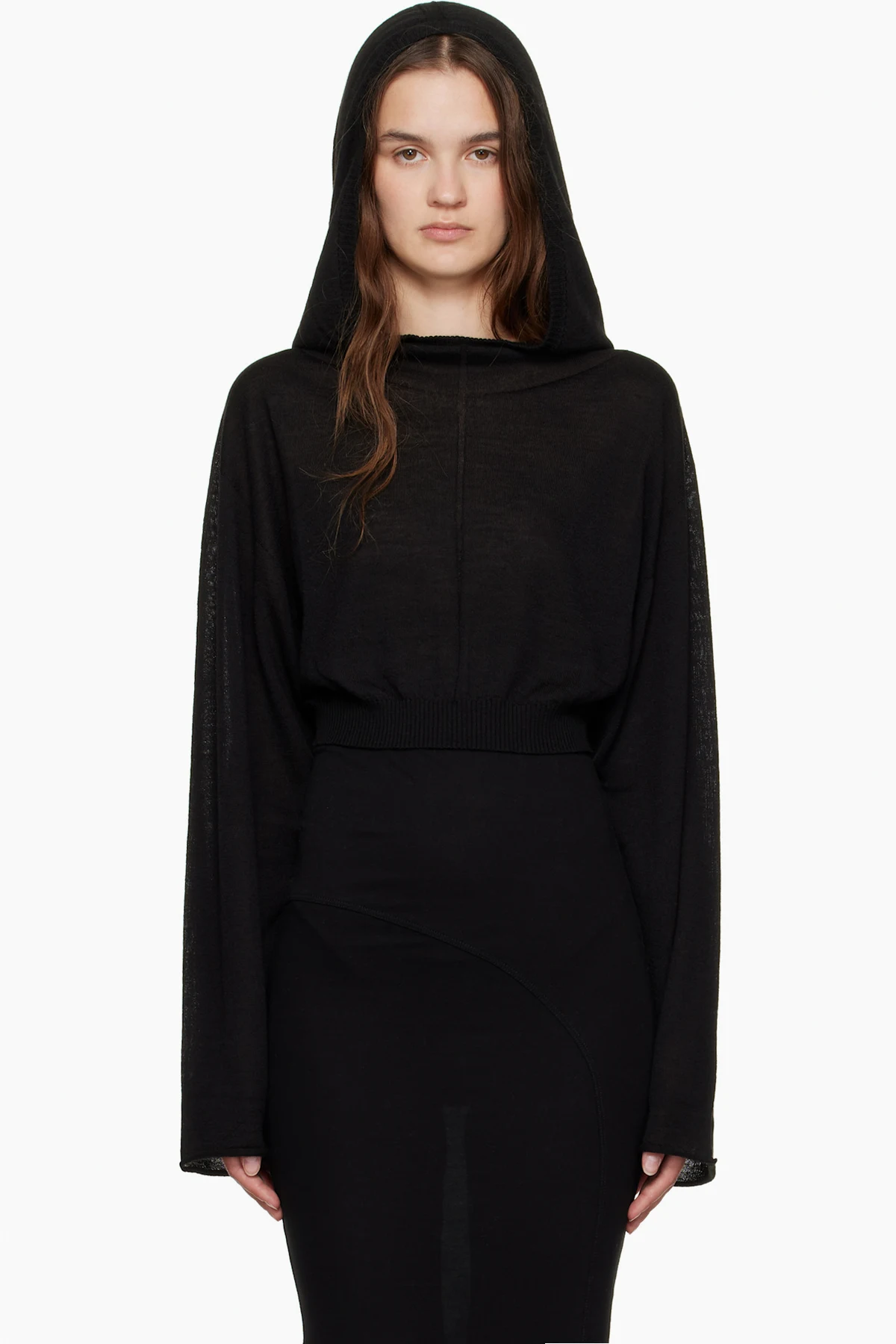 Black Concordians Cropped Hooded Tunic Hoodie