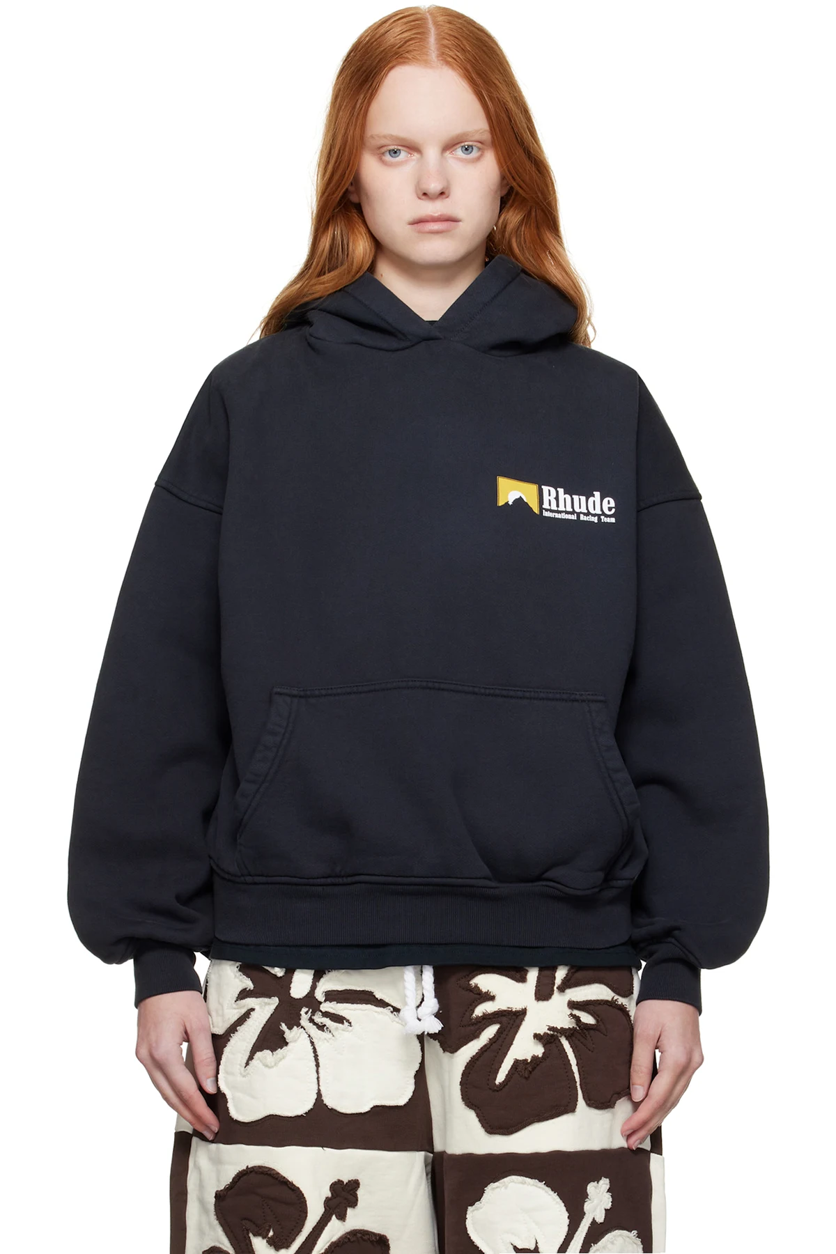 Black 'International Racing' Logo Hoodie