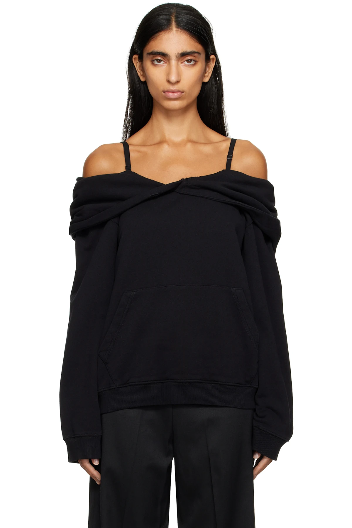 Black Off-The-Shoulder Hoodie