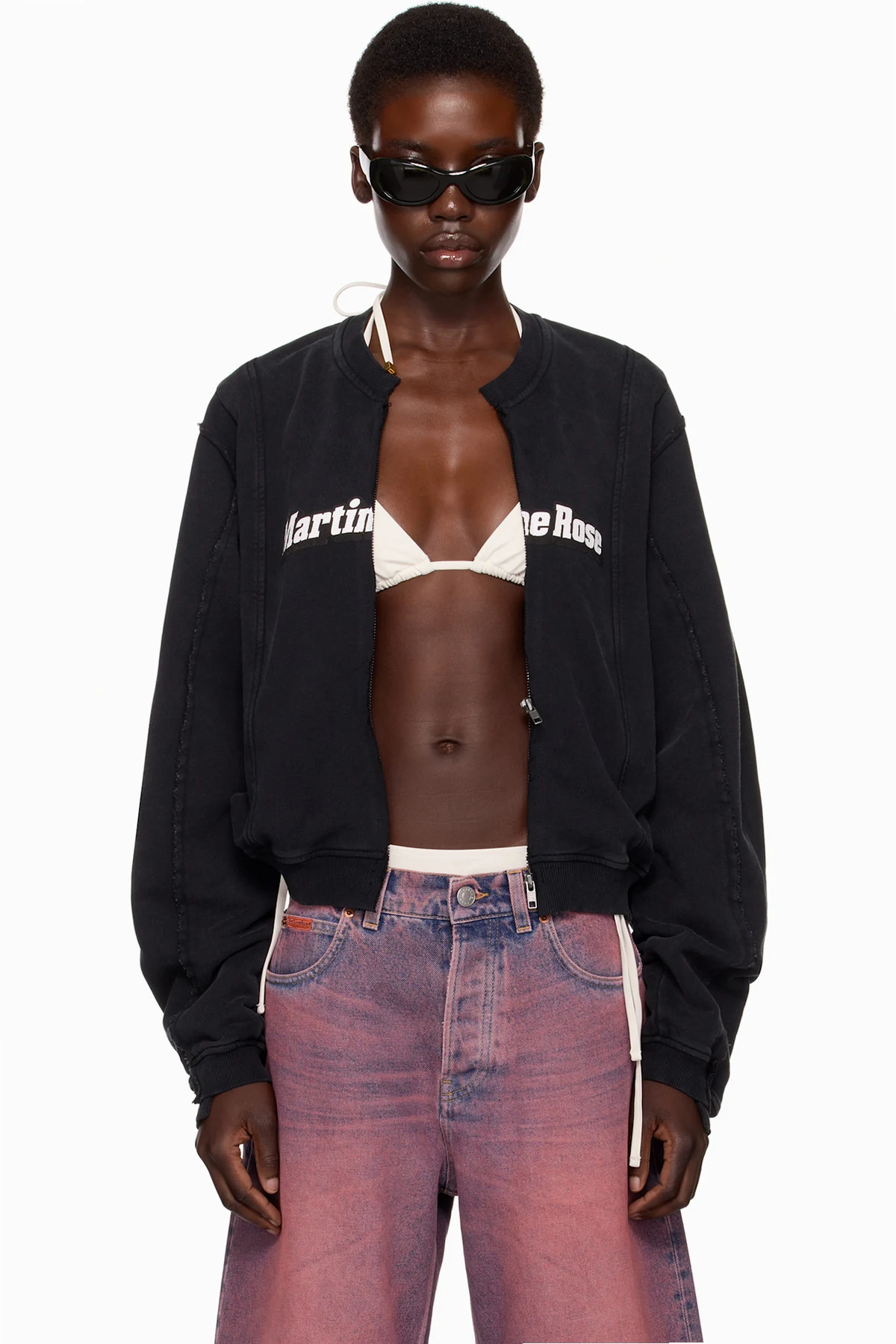 SSENSE Exclusive Black Shrunken Zip Up Crew Jacket