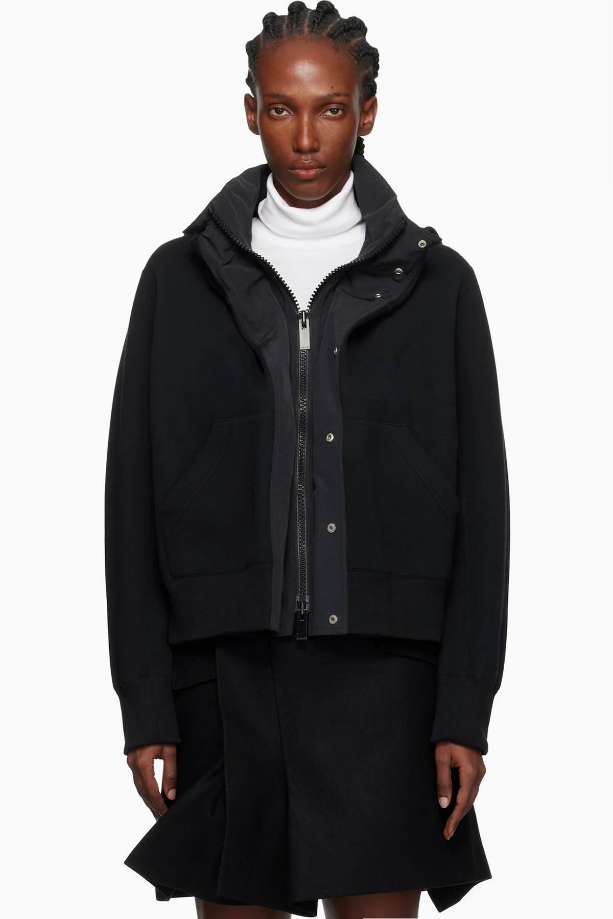 Black Sponge Sweat x Grosgrain Hoodie