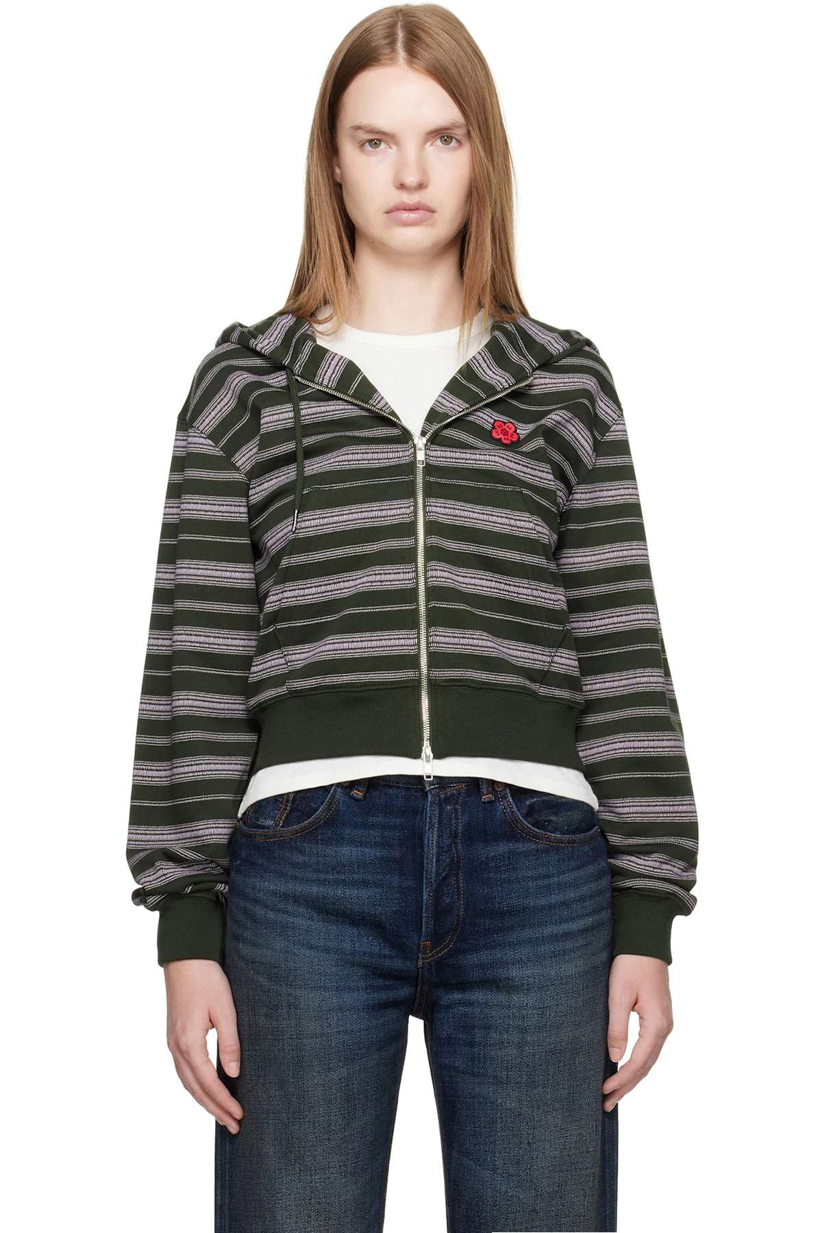 Green Kenzo Paris 'Boke Flower' Striped Hoodie