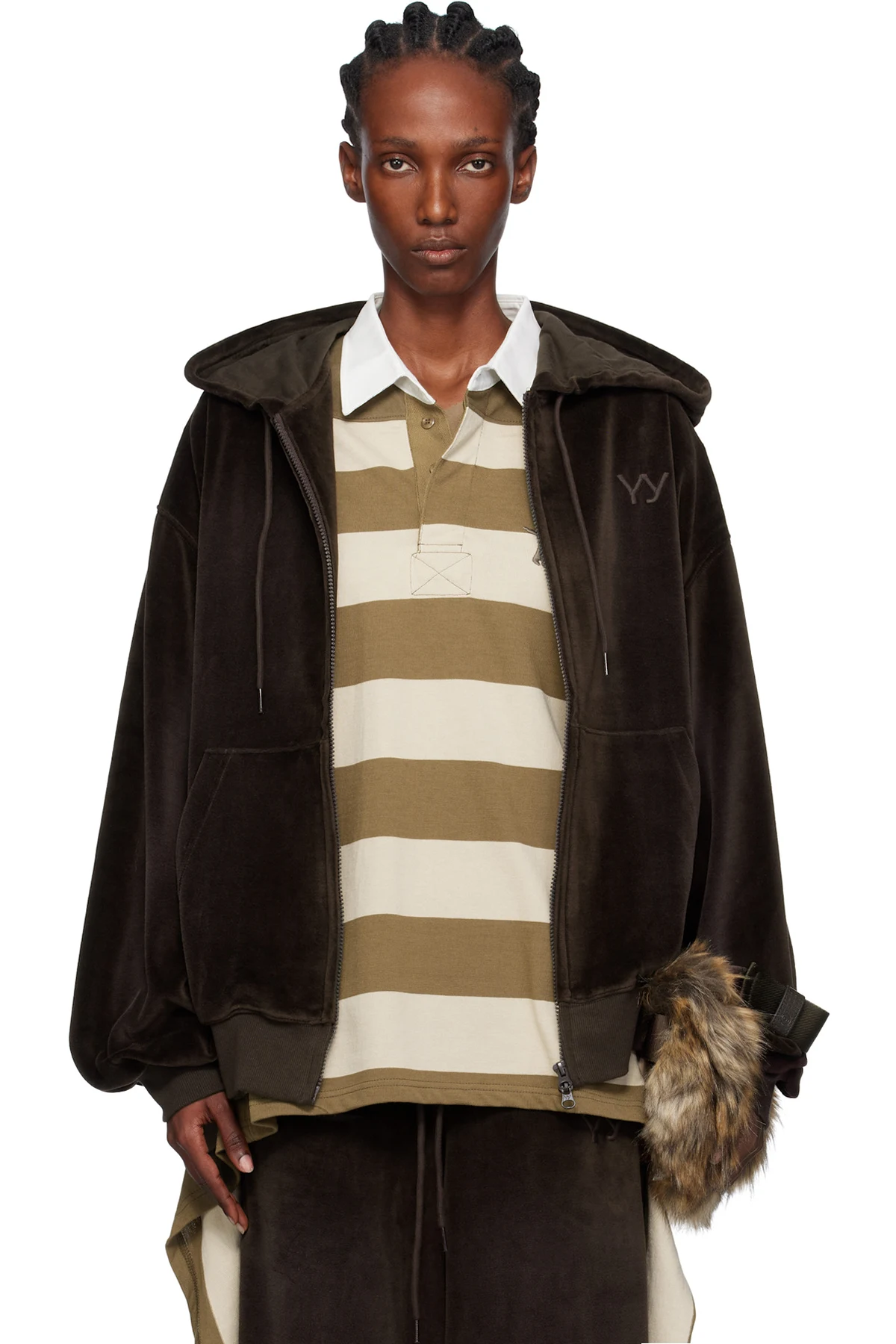 Brown Velour Box Hoodie