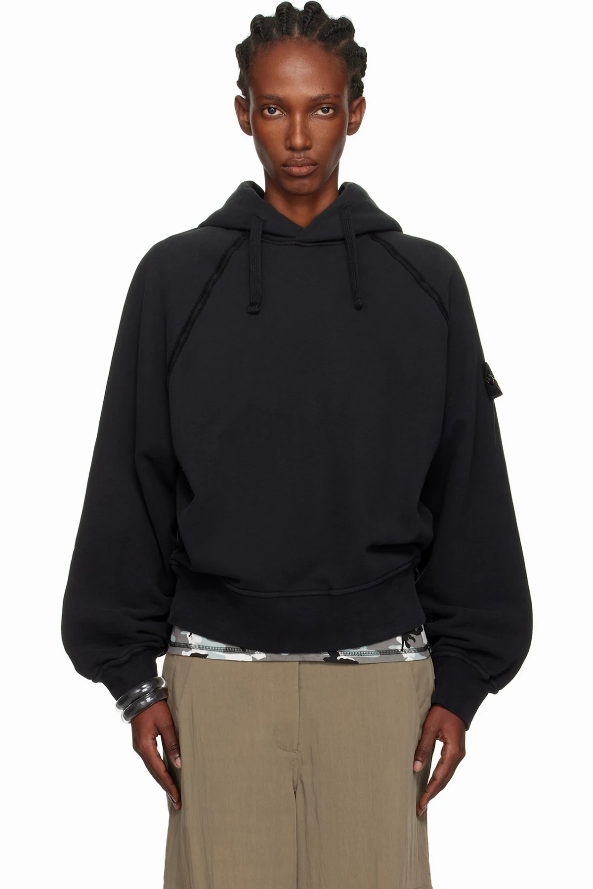 Black 6100023 Brushed Organic Cotton Fleece Hoodie