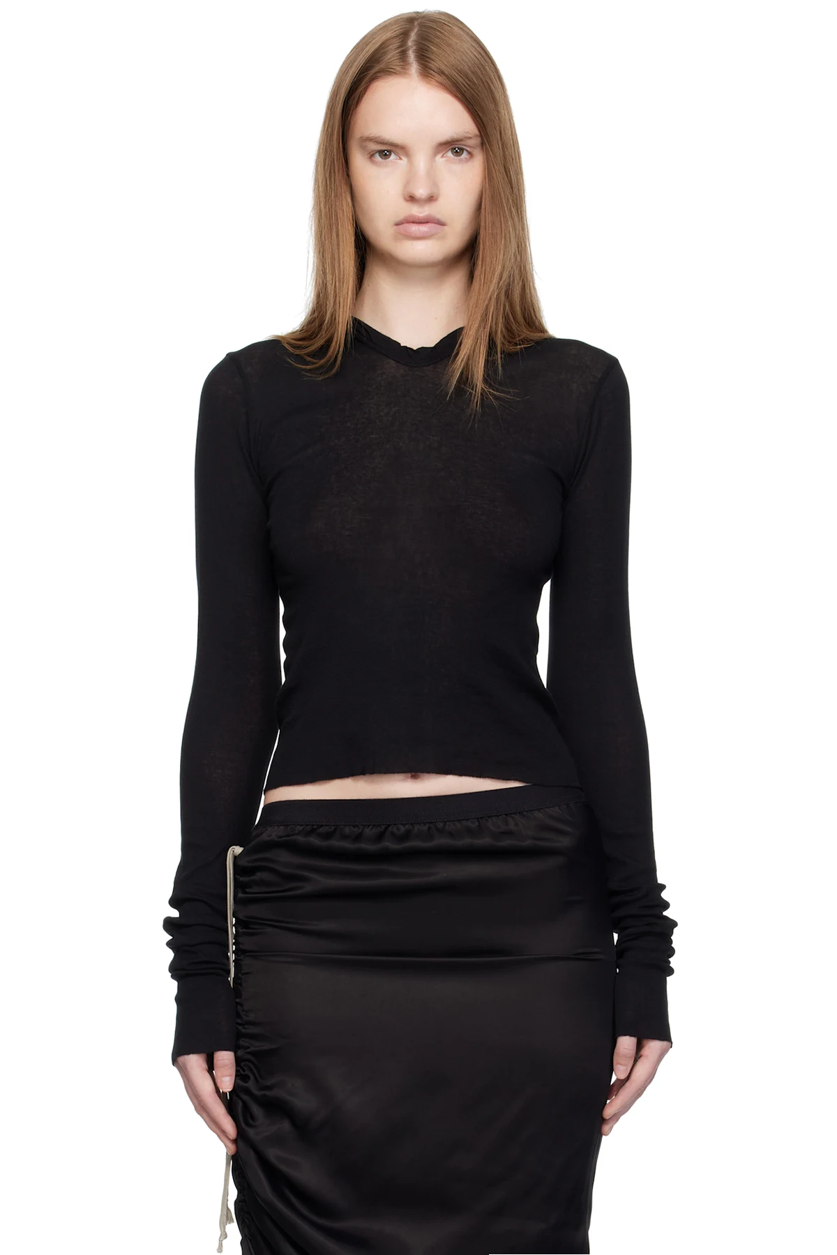 Black Concordians Cropped Rib LS Hoodie