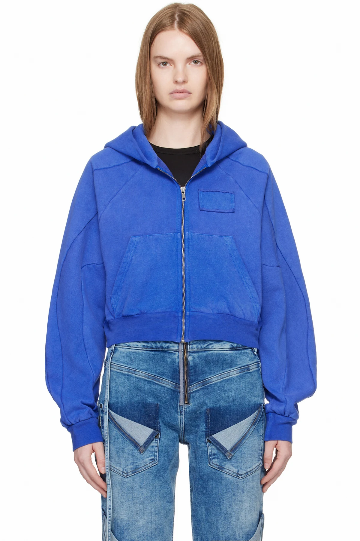 Blue Multiline Zip Hoodie