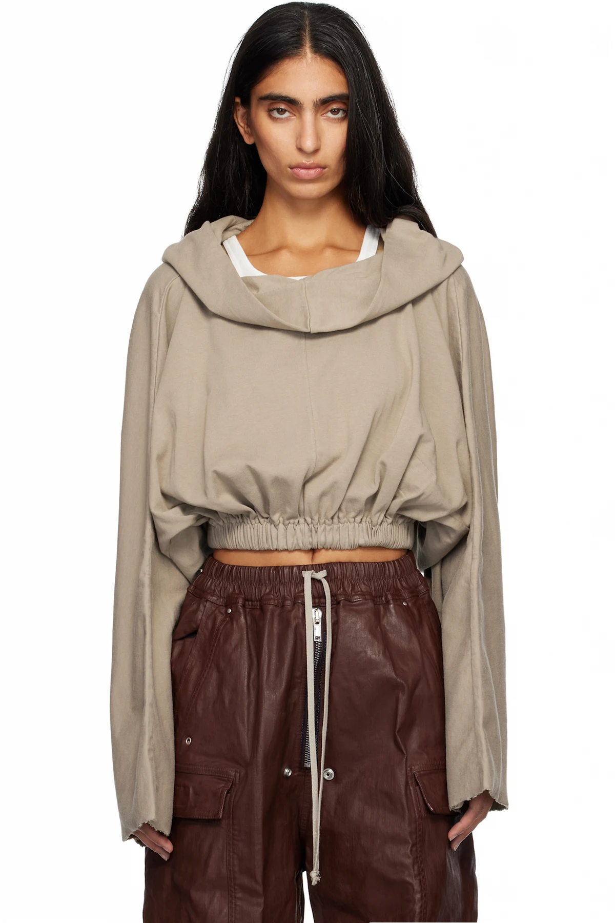 Taupe Concordians Cropped Tunic Hoodie