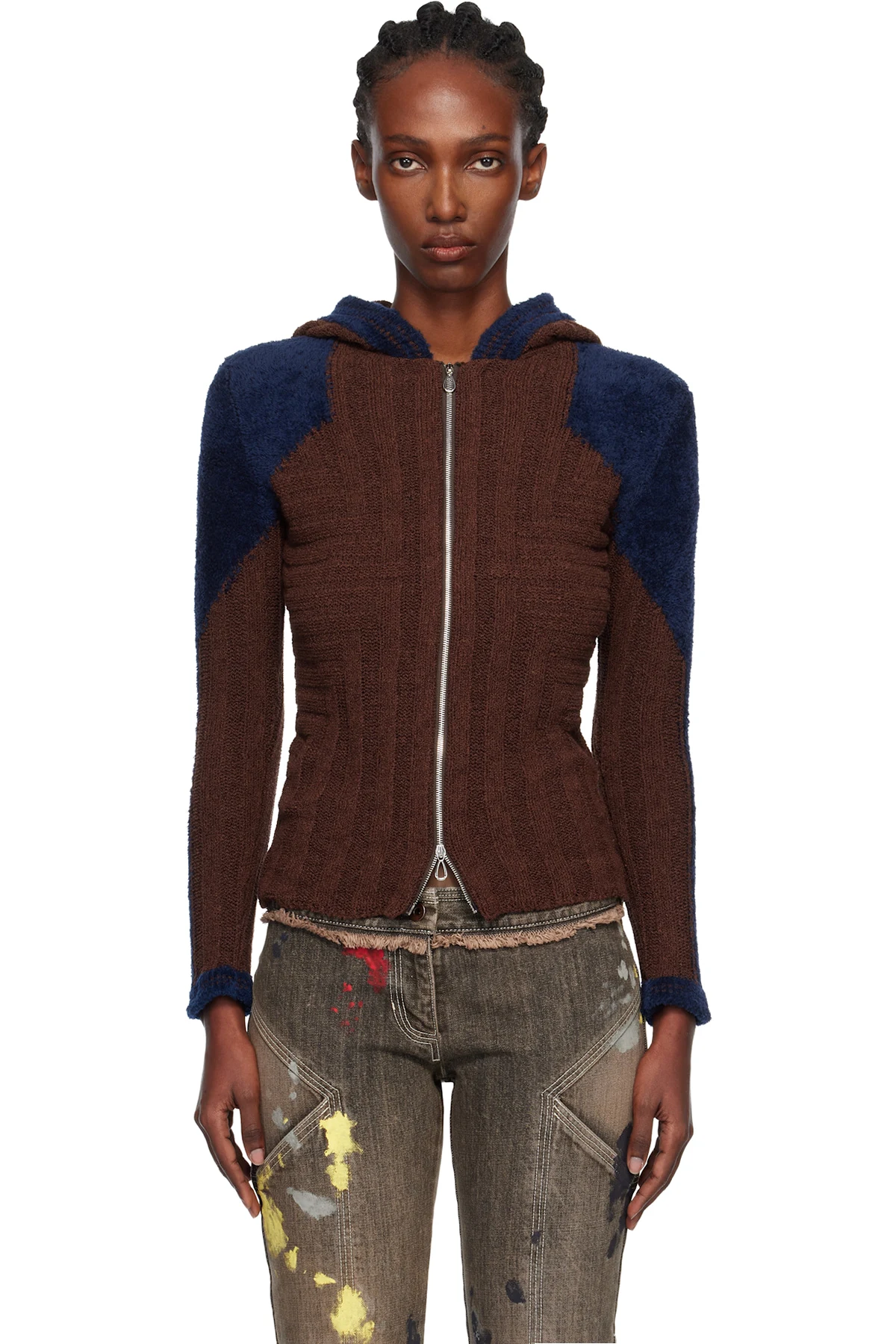 Brown & Blue Quimby Fitted Hoodie