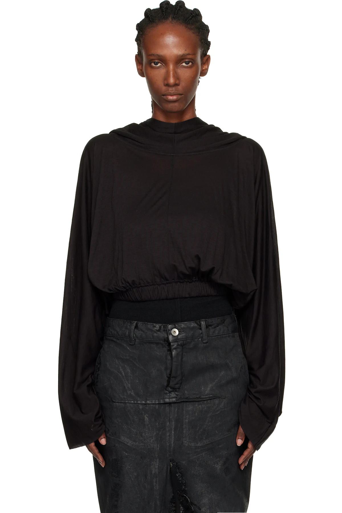 Black Concordians Cropped Tunic Hoodie