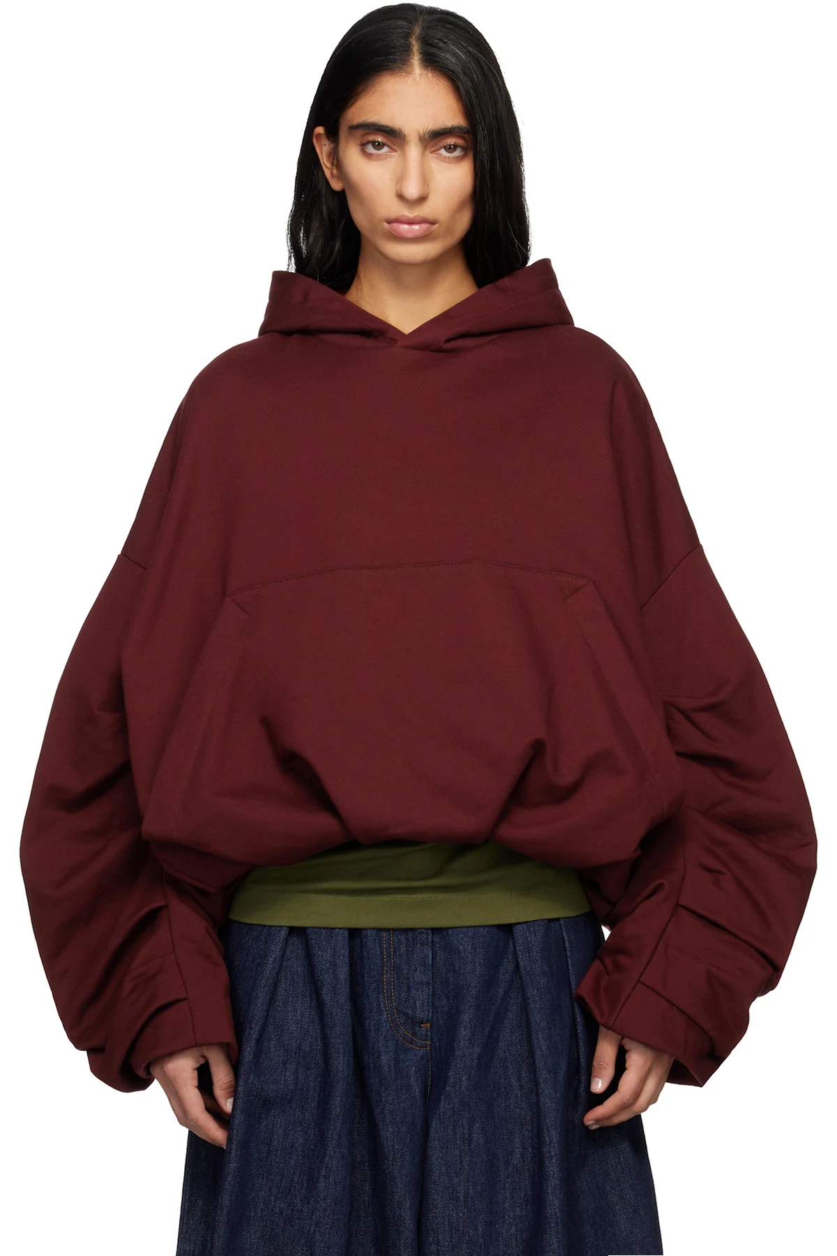 Red Draped Hoodie