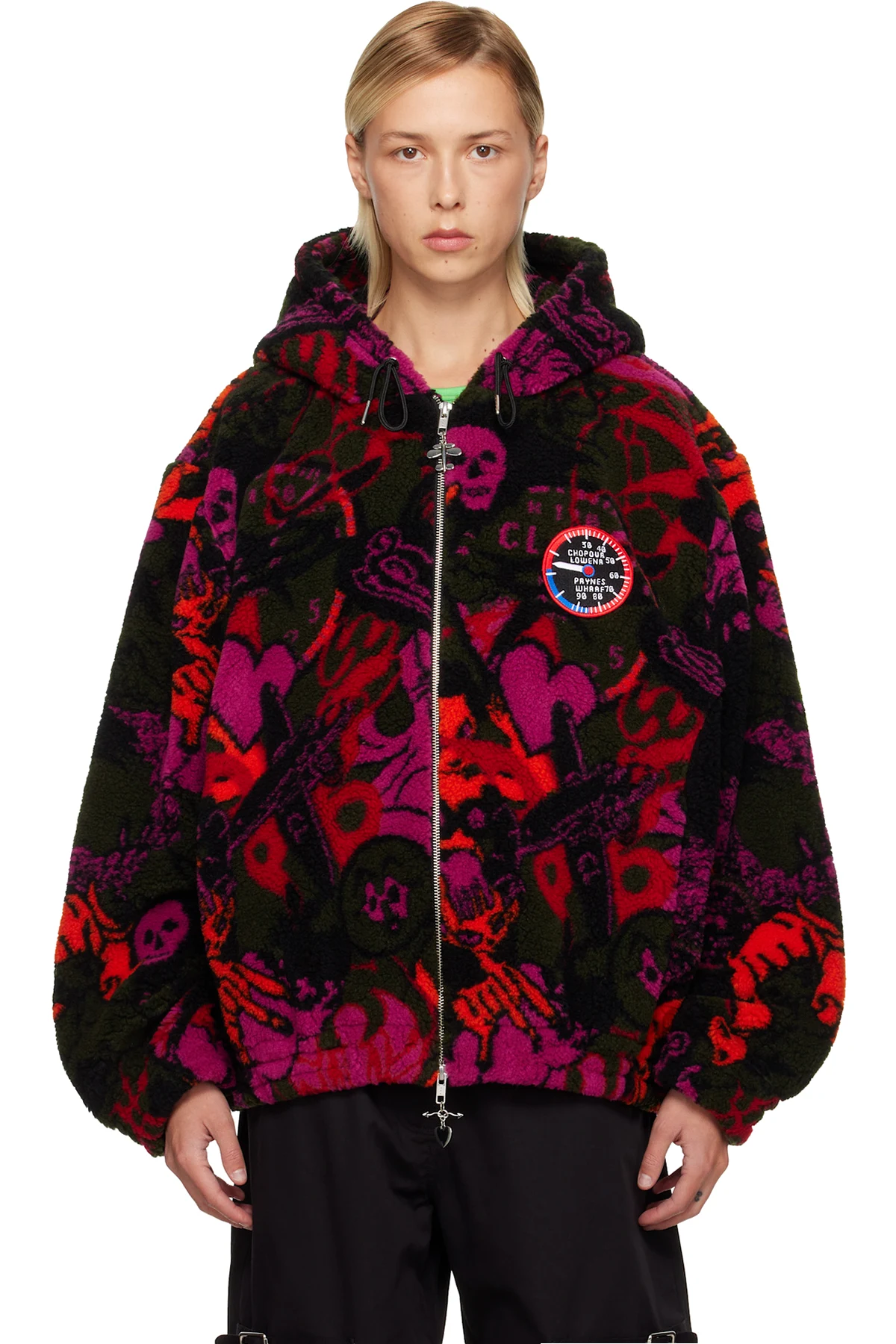 Multicolor Engine Party Oversized Fleece Hoodie