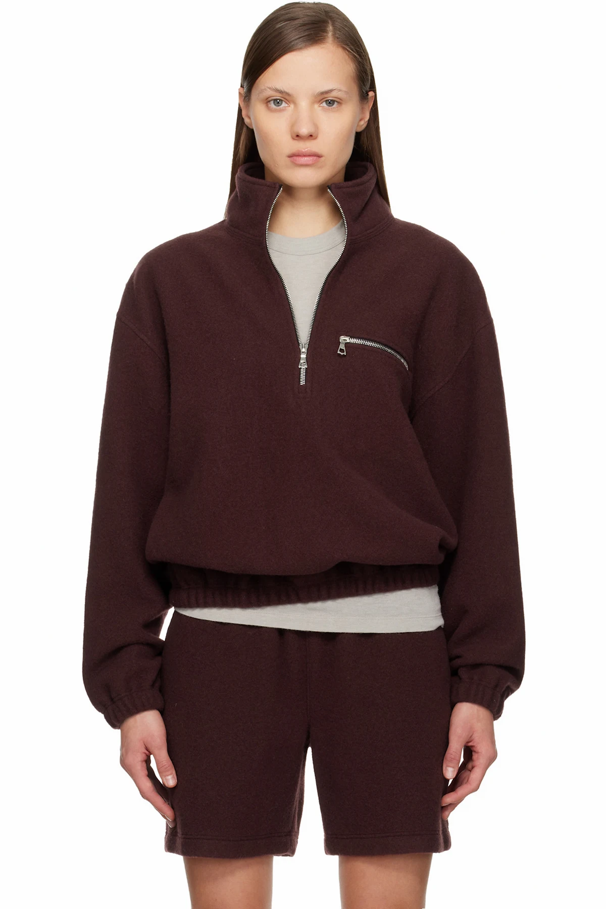 SSENSE Exclusive Burgundy Fleece Jacket