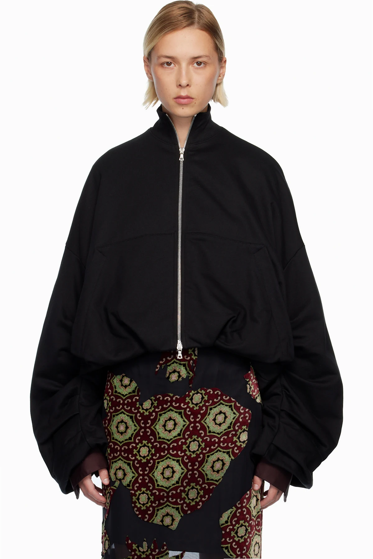 Black Draped Jersey Jacket