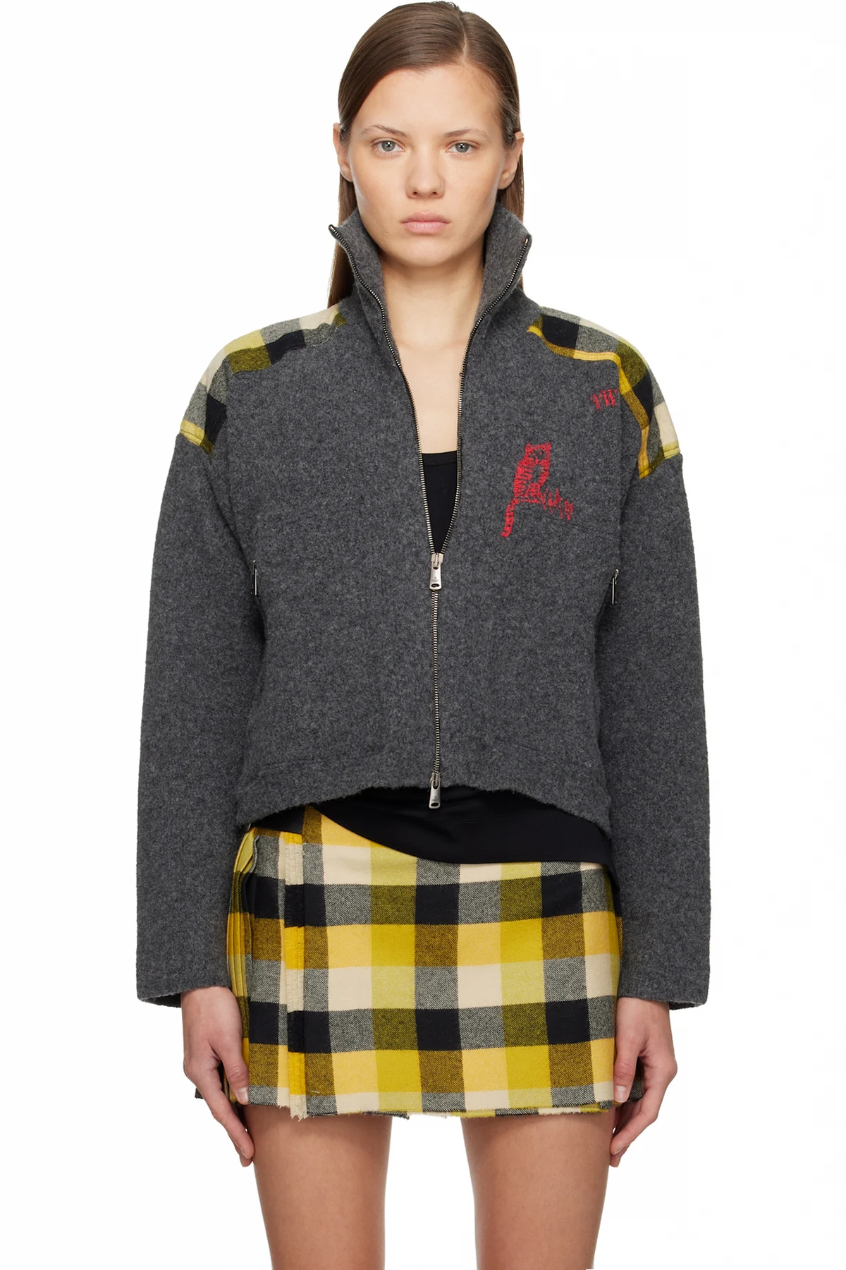 Gray Logo Zip-Up Track Jacket