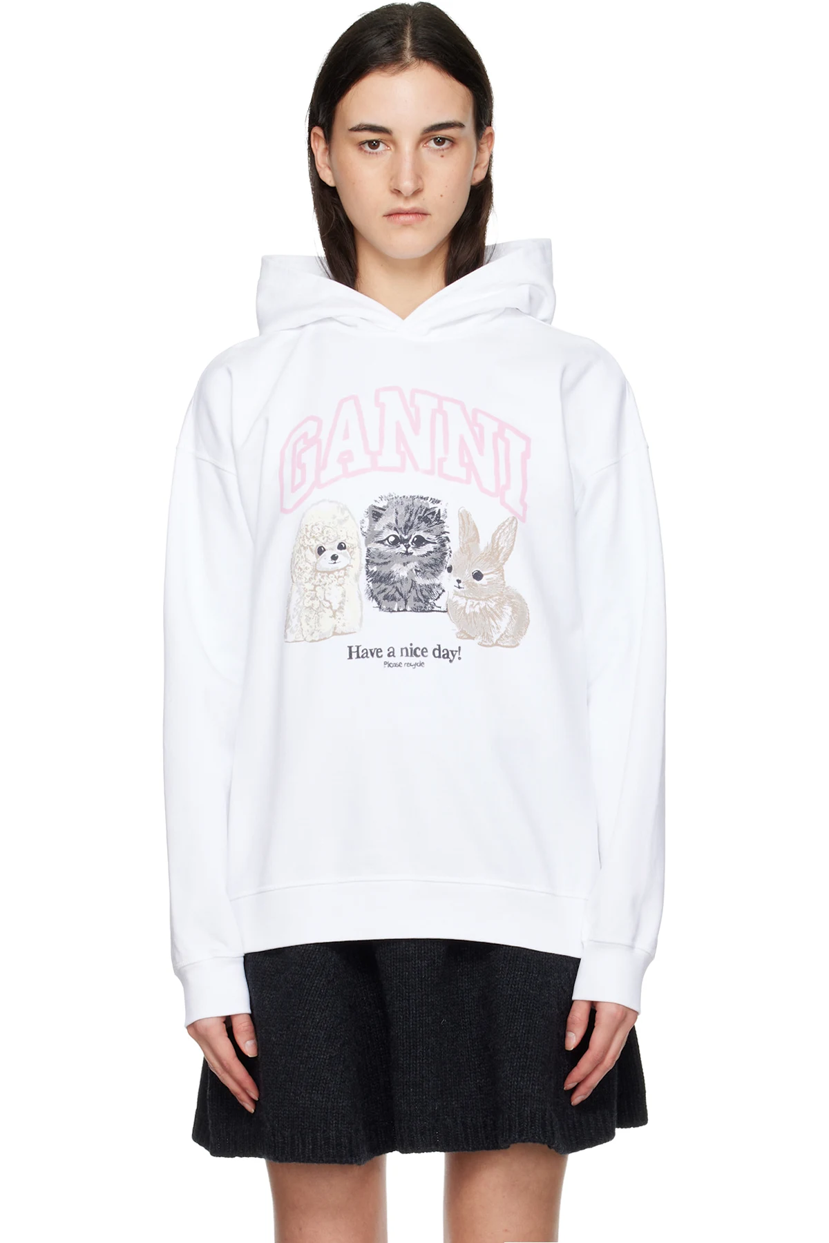 White Animal Print Hoodie