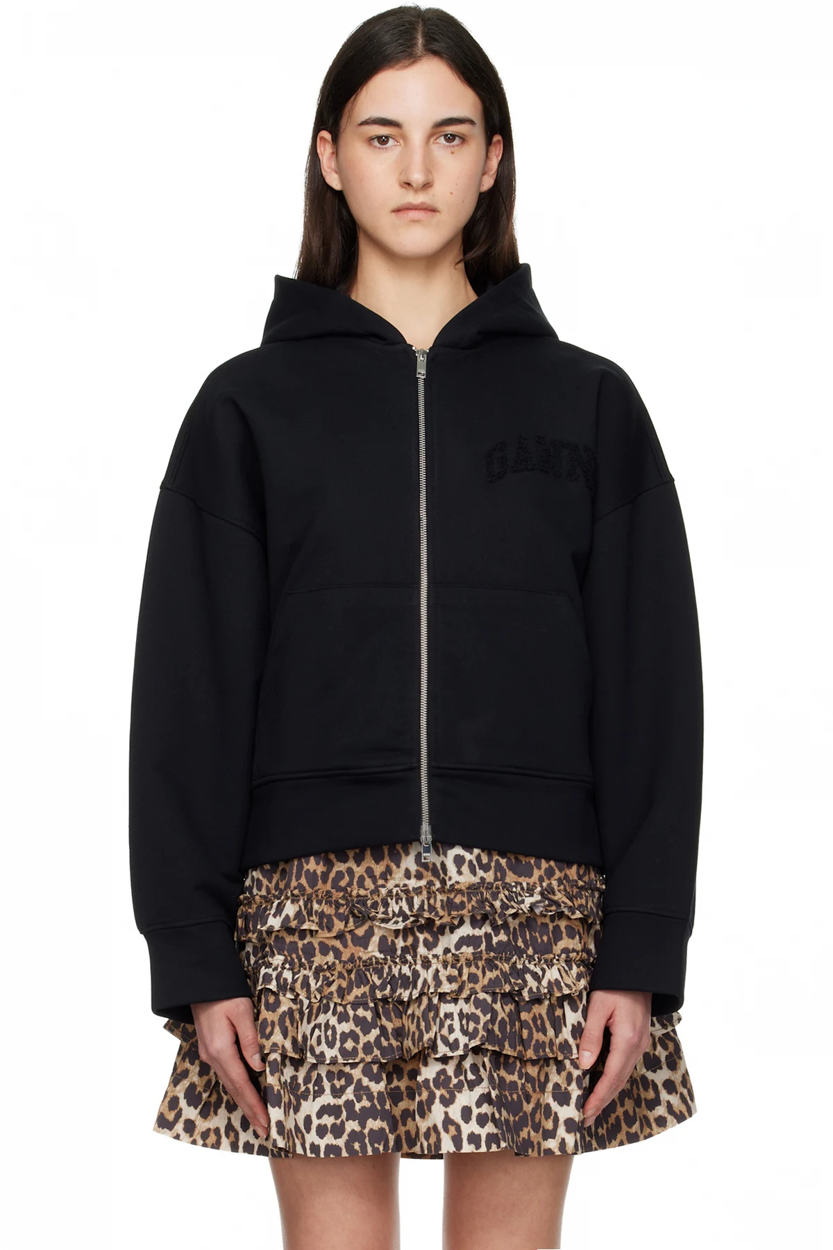 Black Two-way Zip Hoodie