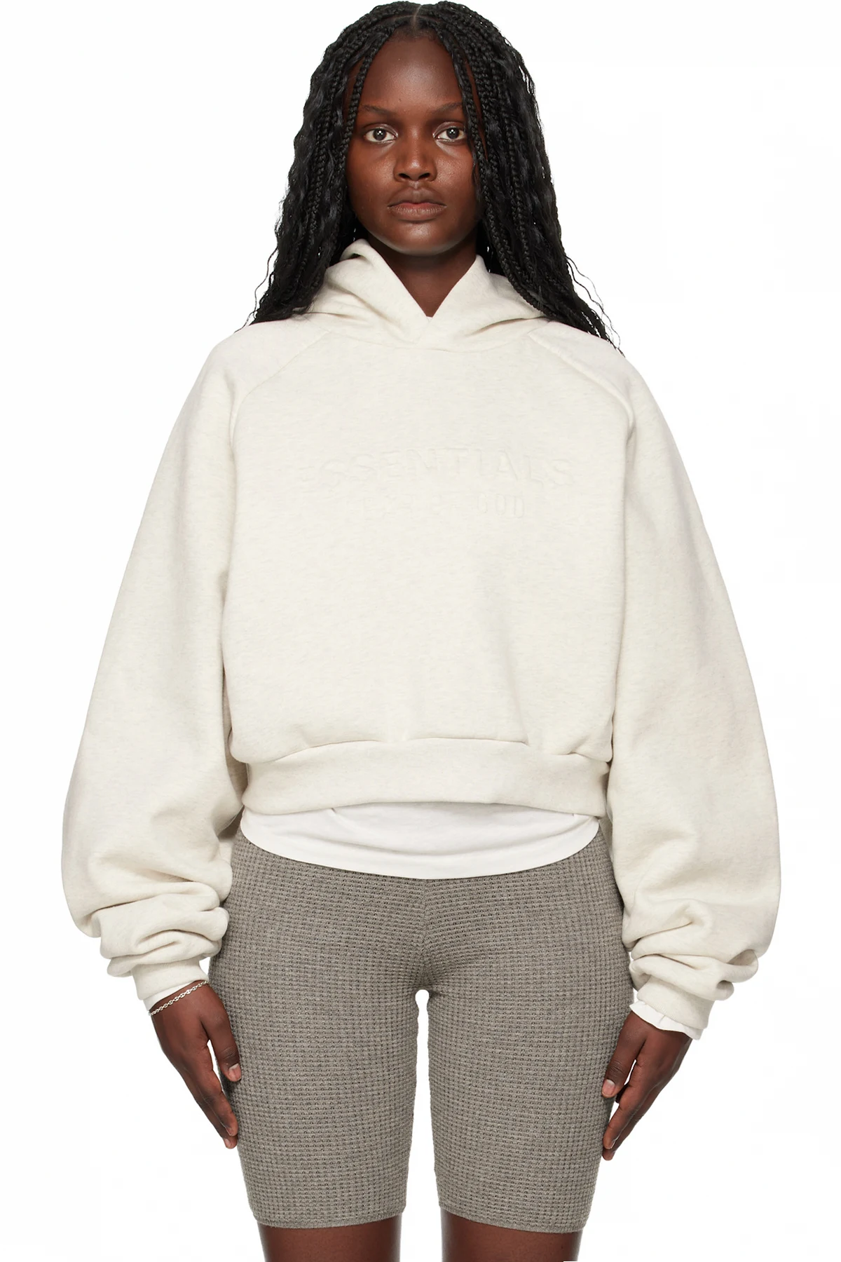 Gray Holiday Embossed 90s Raglan Hoodie