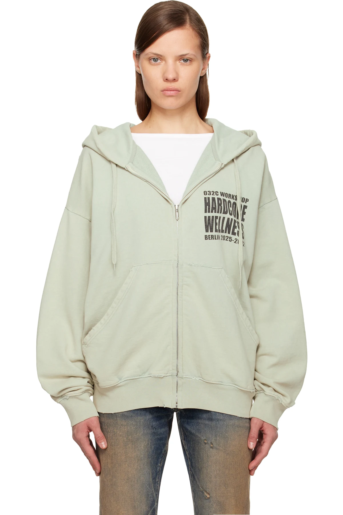 Green "Hardcore Wellness" Zip-Up Jacket