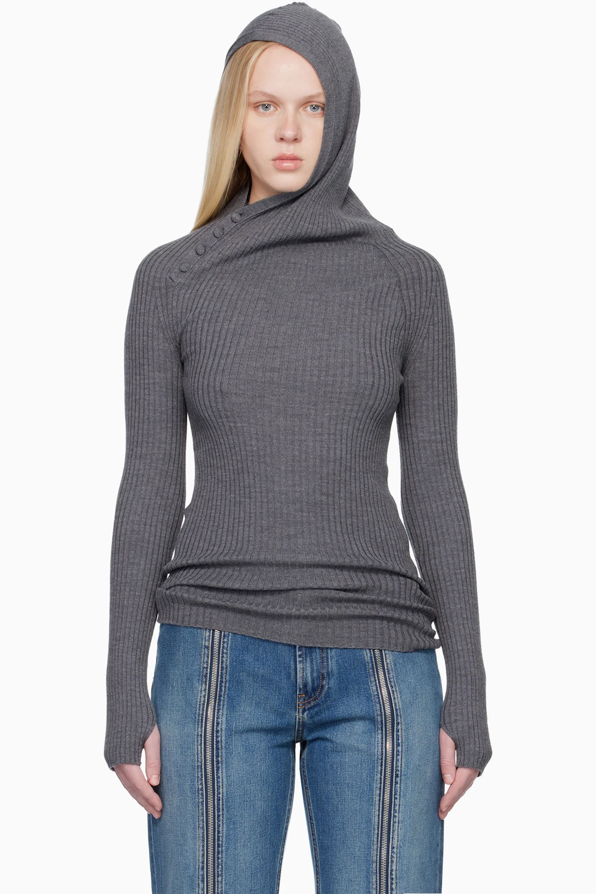 Gray Asymmetric Hoodie