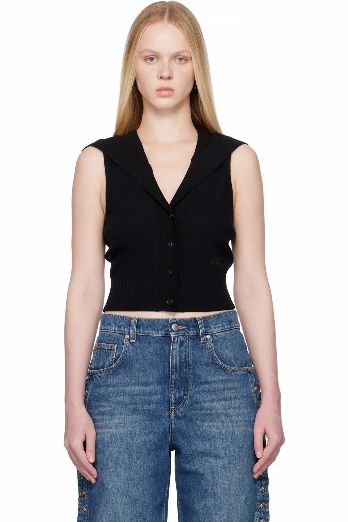 Black Hooded Sweater Vest