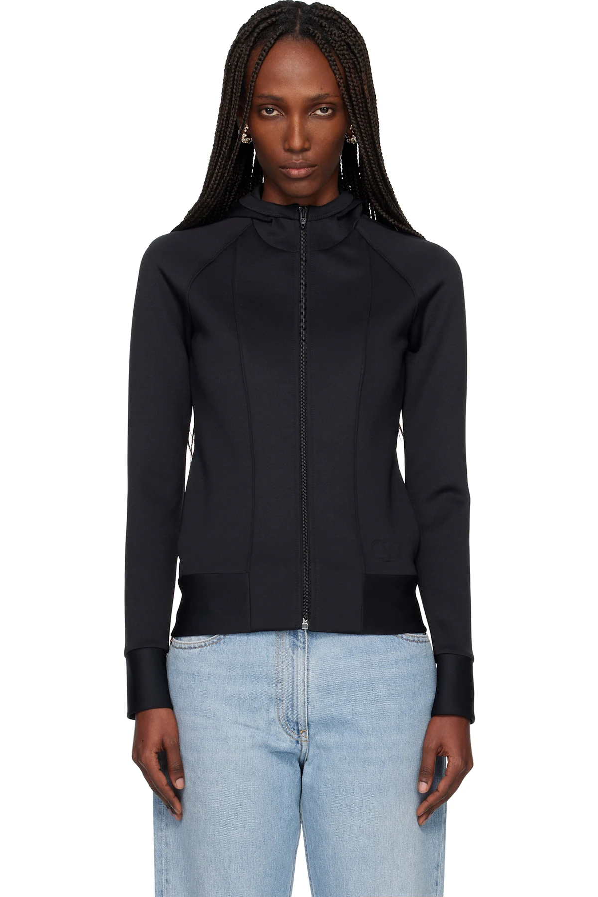 Black Embossed Logo Hoodie