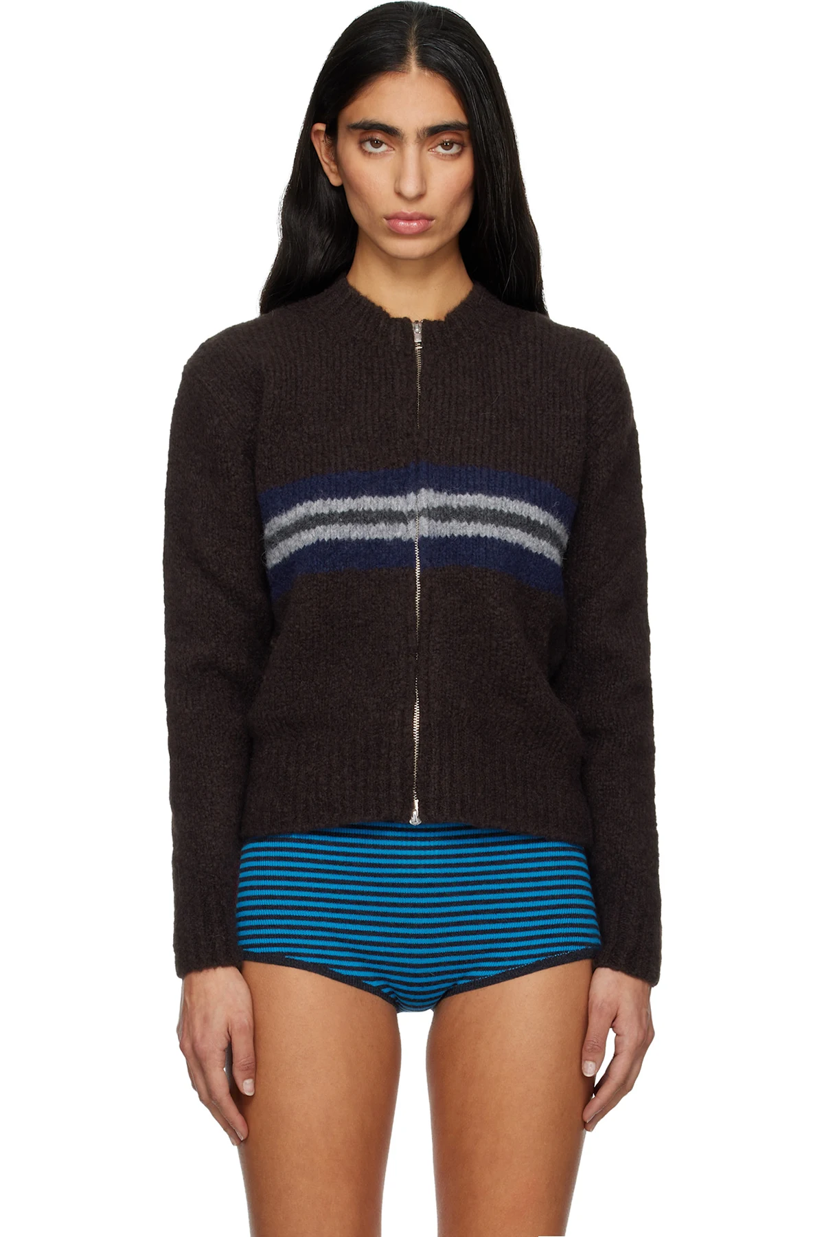 Brown Penalti Zip Sweater