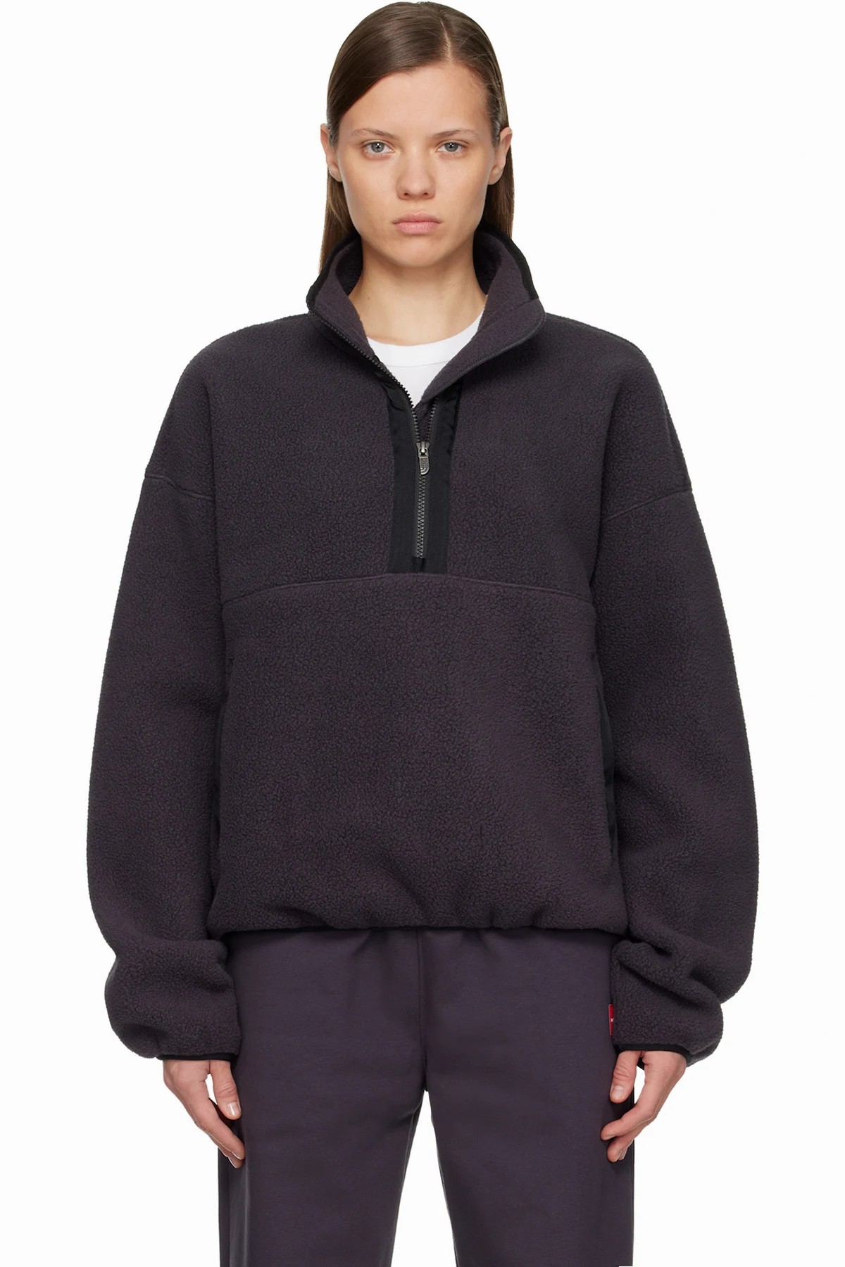 Gray TNF Red Box 1/2 Zip Fleece Jacket